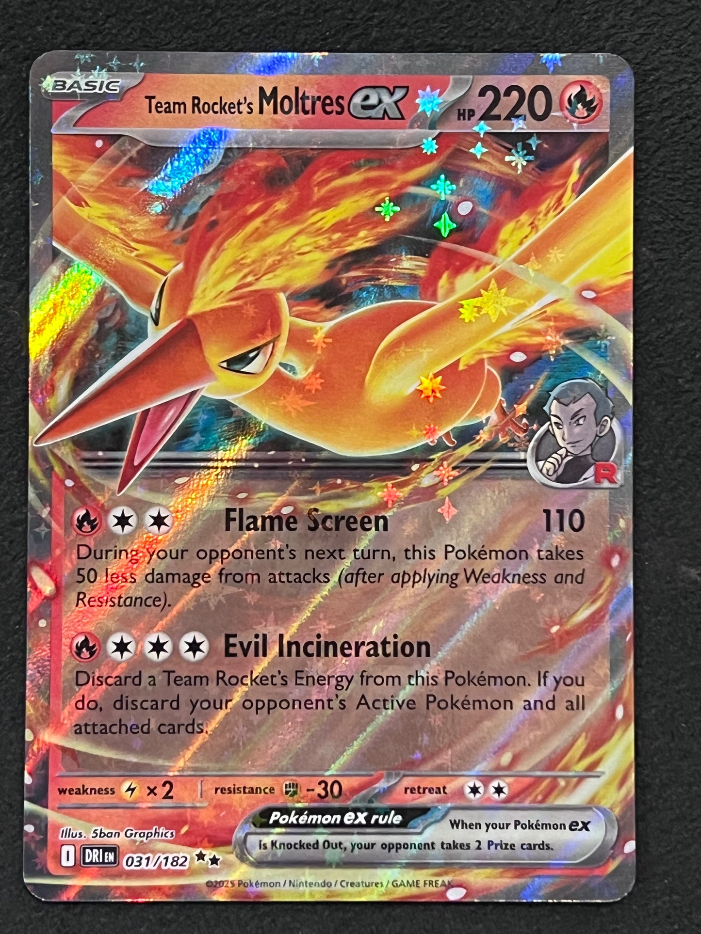 031/182 Team Rocket’s Moltres Ex - Pokémon Destined Rivals Double Rare