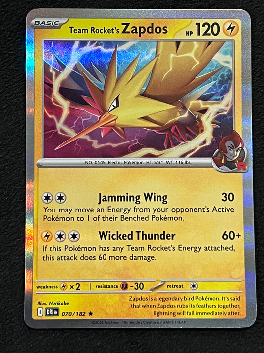070/182 Team Rocket’s Zapdos - Pokémon Destined Rivals Rare Holo