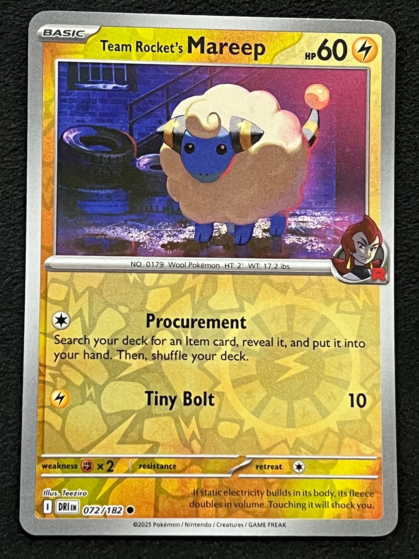 072/182 Team Rocket’s Mareep - Pokémon Destined Rivals Common Reverse