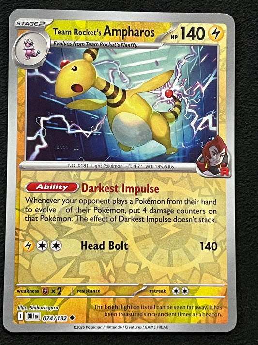 074/182 Team Rocket’s Ampharos - Pokémon Destined Rivals Uncommon Reverse