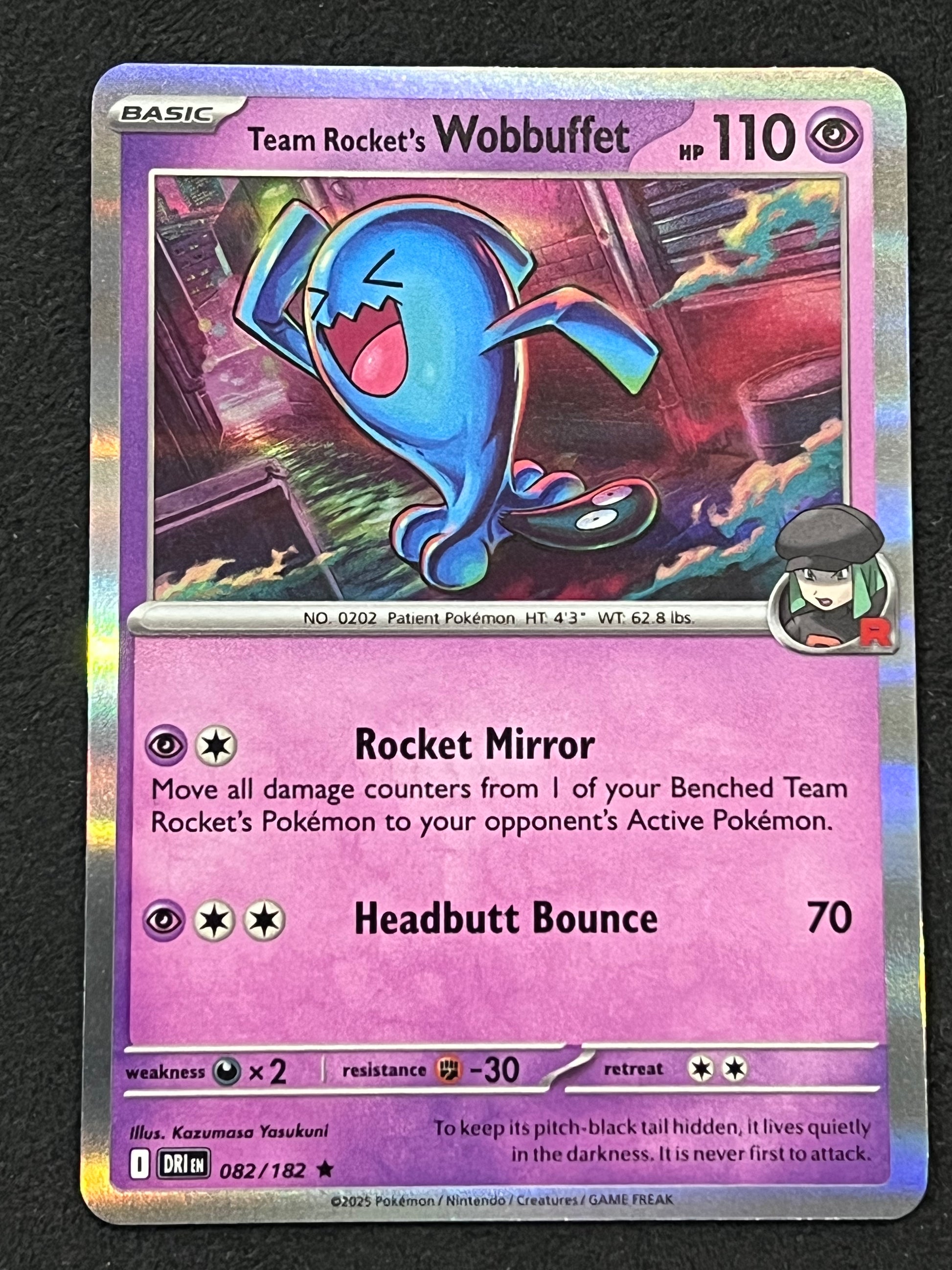 082/182 Team Rocket’s Wobbuffet - Pokémon Destined Rivals Rare Holo ...