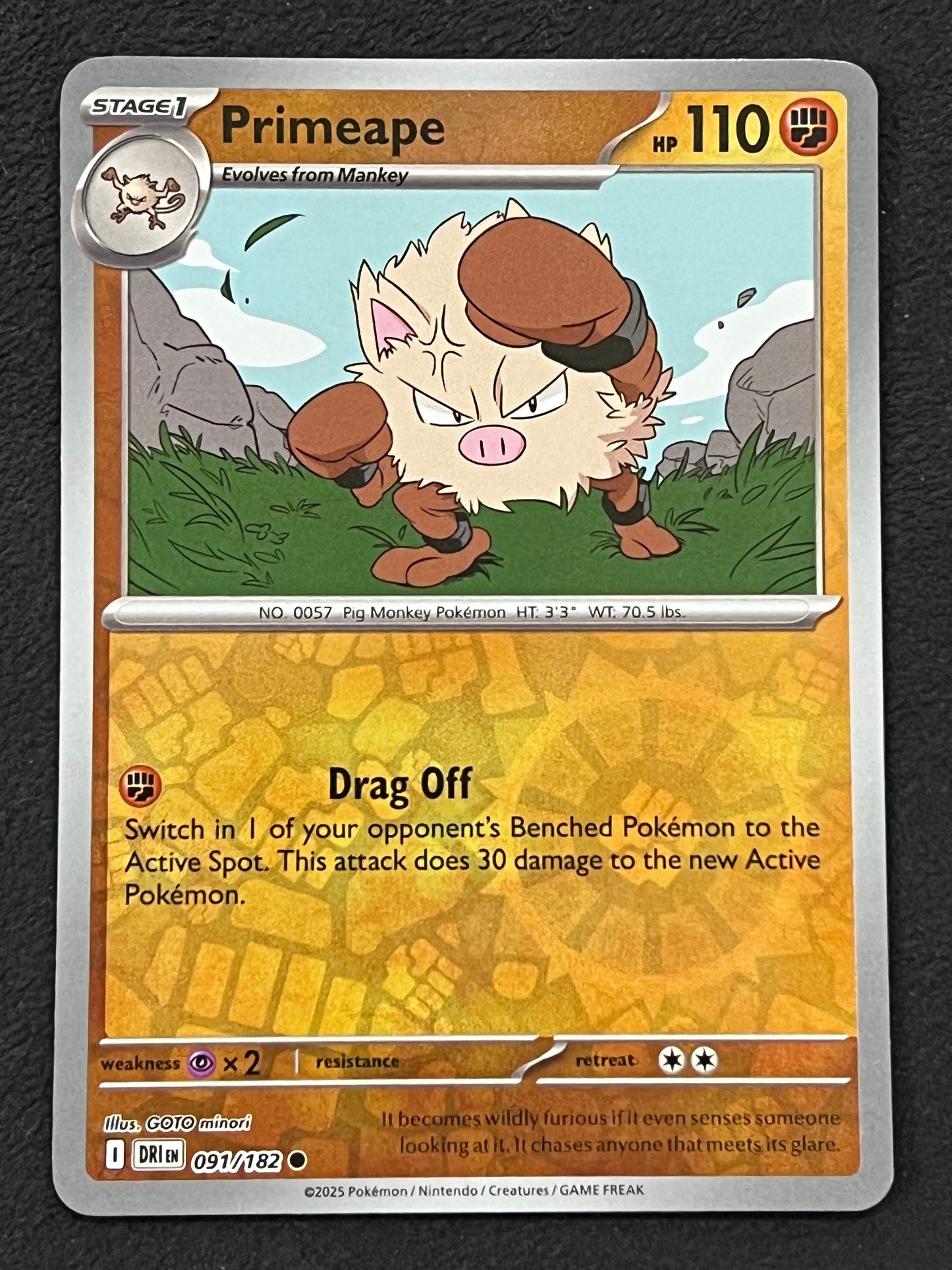 091/182 Primeape - Pokémon Destined Rivals Common Reverse