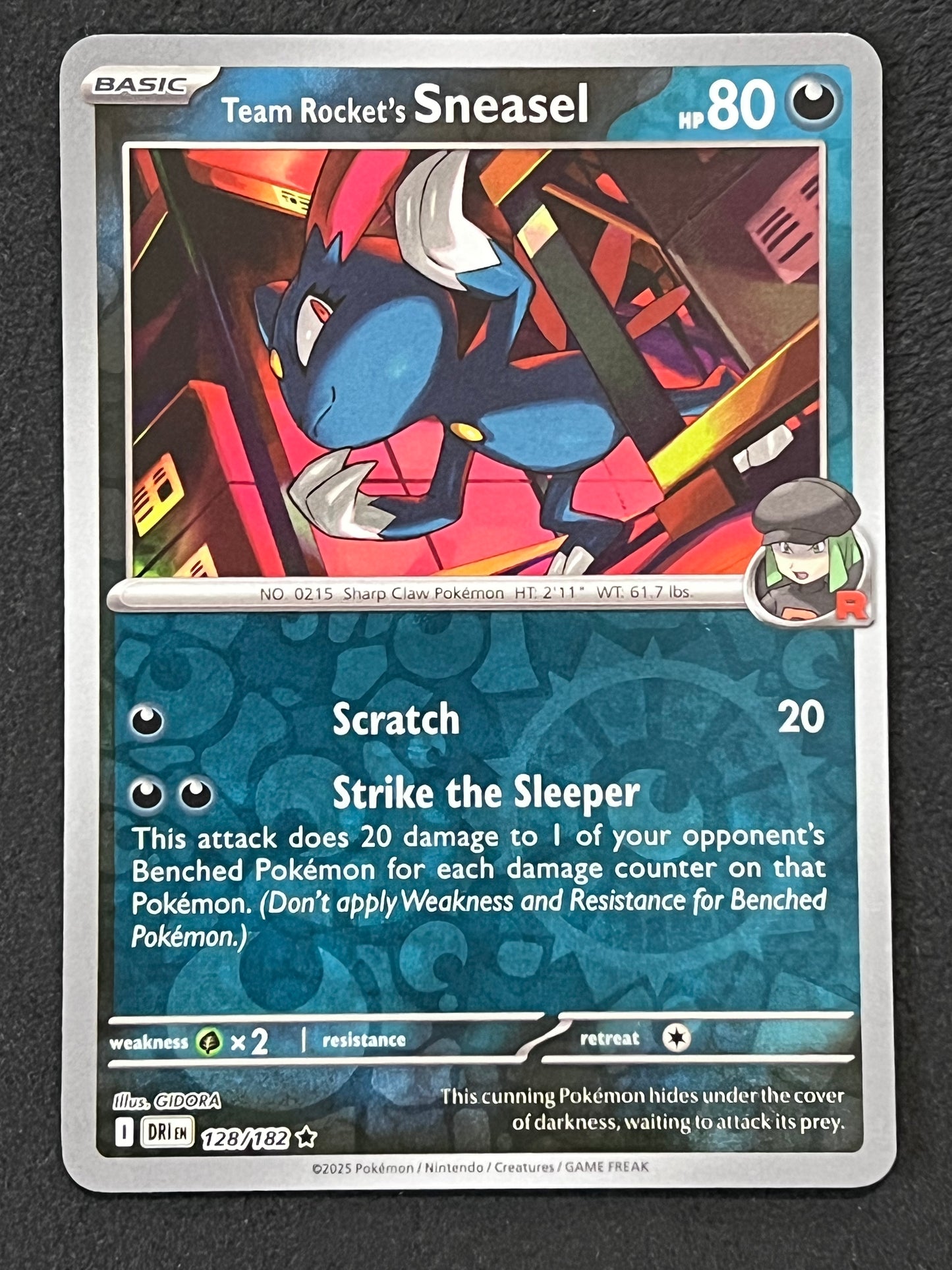 128/182 Team Rocket’s Sneasel - Pokémon Destined Rivals Rare Reverse