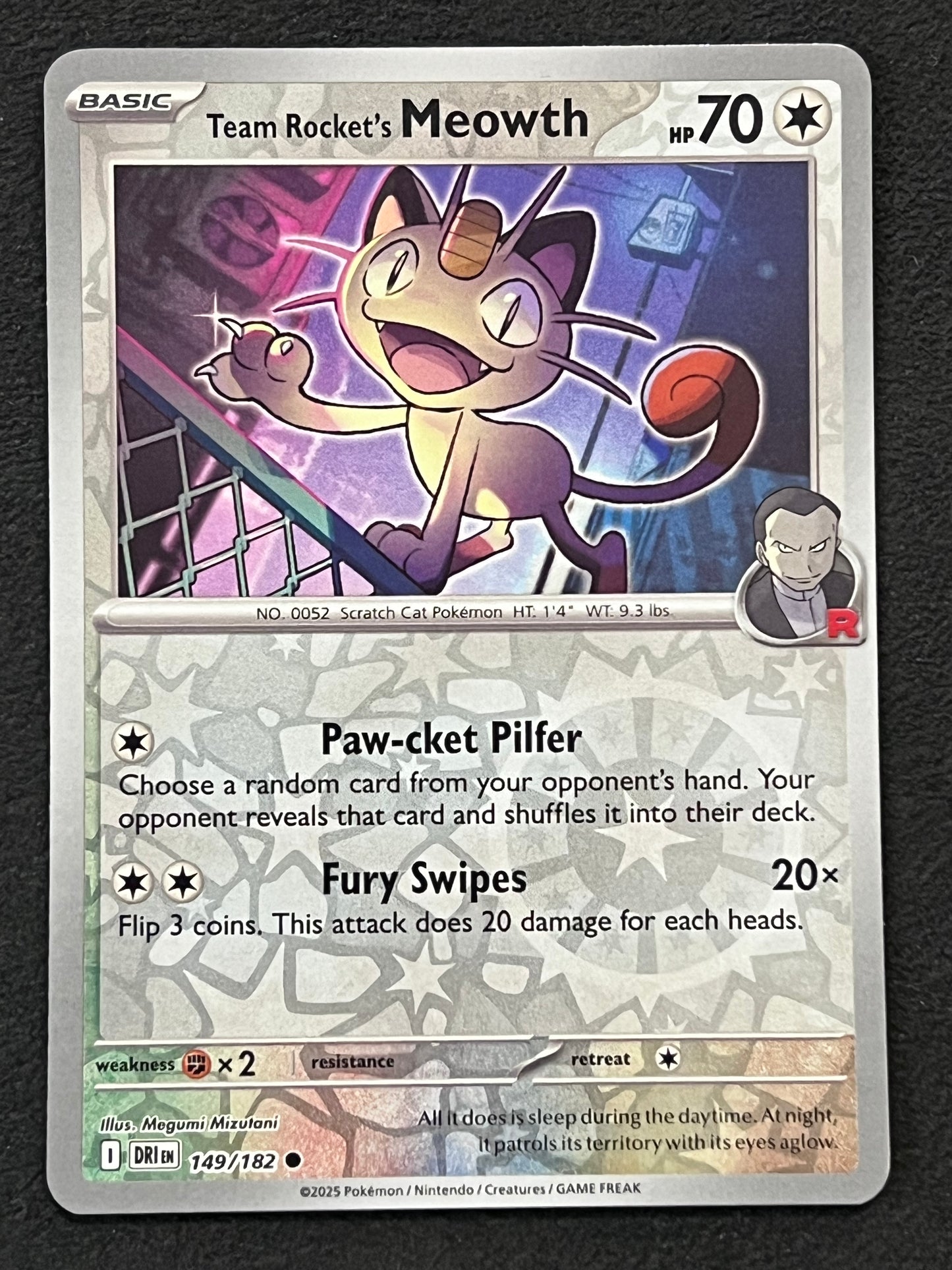 149/182 Team Rocket’s Meowth - Pokémon Destined Rivals Common Reverse
