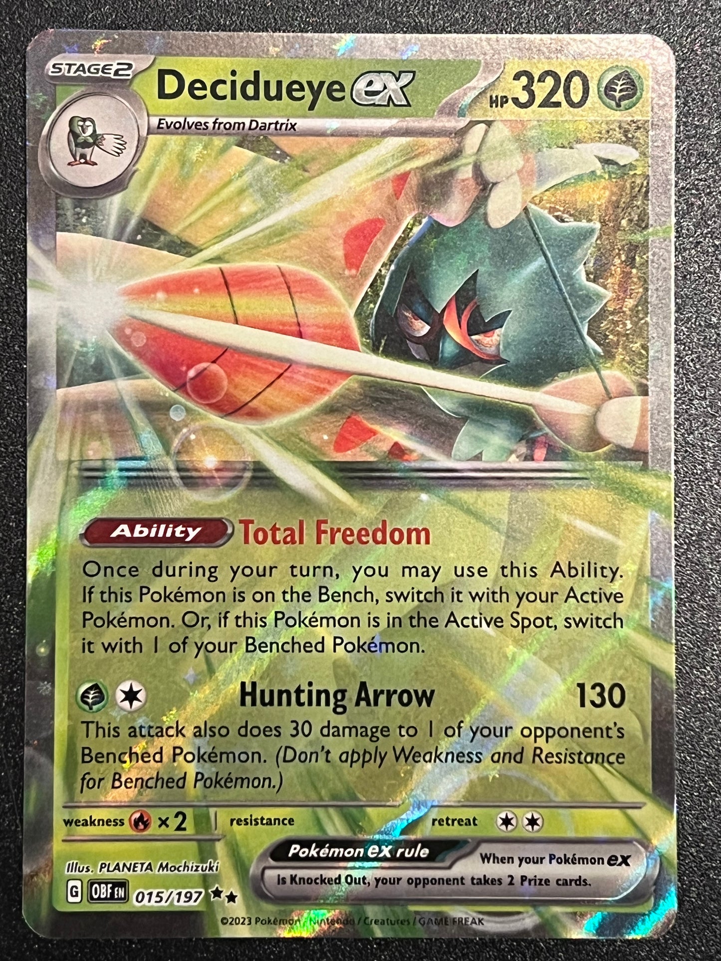 015/197 Decidueye Ex - Pokémon Obsidian Flames Double Rare