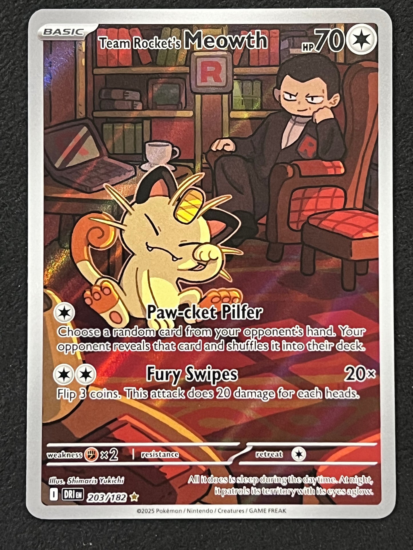 203/182 Team Rocket’s Meowth - Pokémon Destined Rivals Illustration Rare