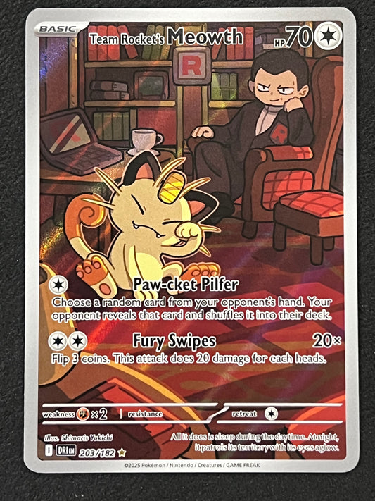 203/182 Team Rocket’s Meowth - Pokémon Destined Rivals Illustration Rare