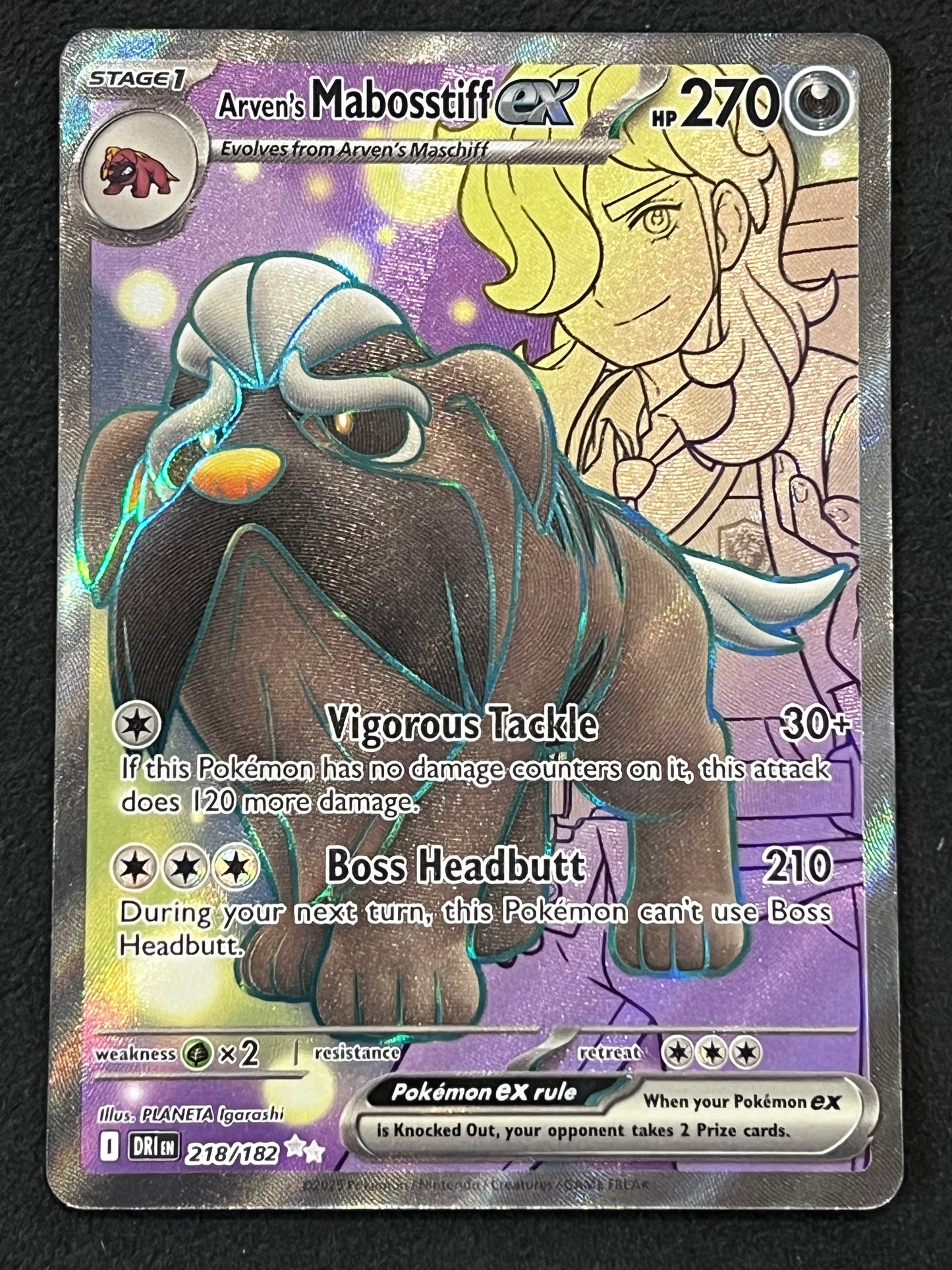 218/182 Arven’s Mabosstiff Ex - Pokémon Destined Rivals Ultra Rare