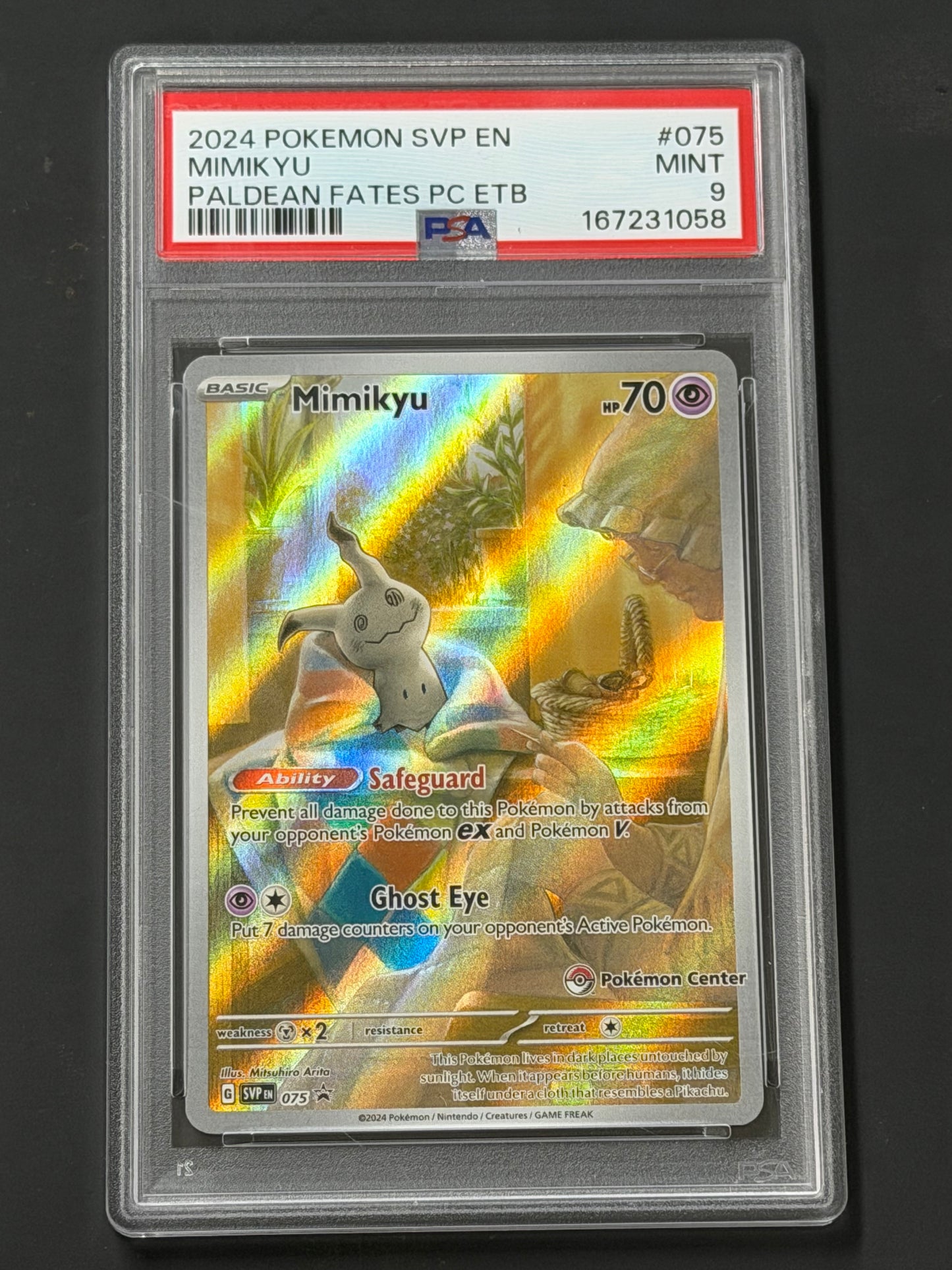 PSA Mimikyu (PC STAMPED) - SVP075 Black Star Promo MINT Grade 9