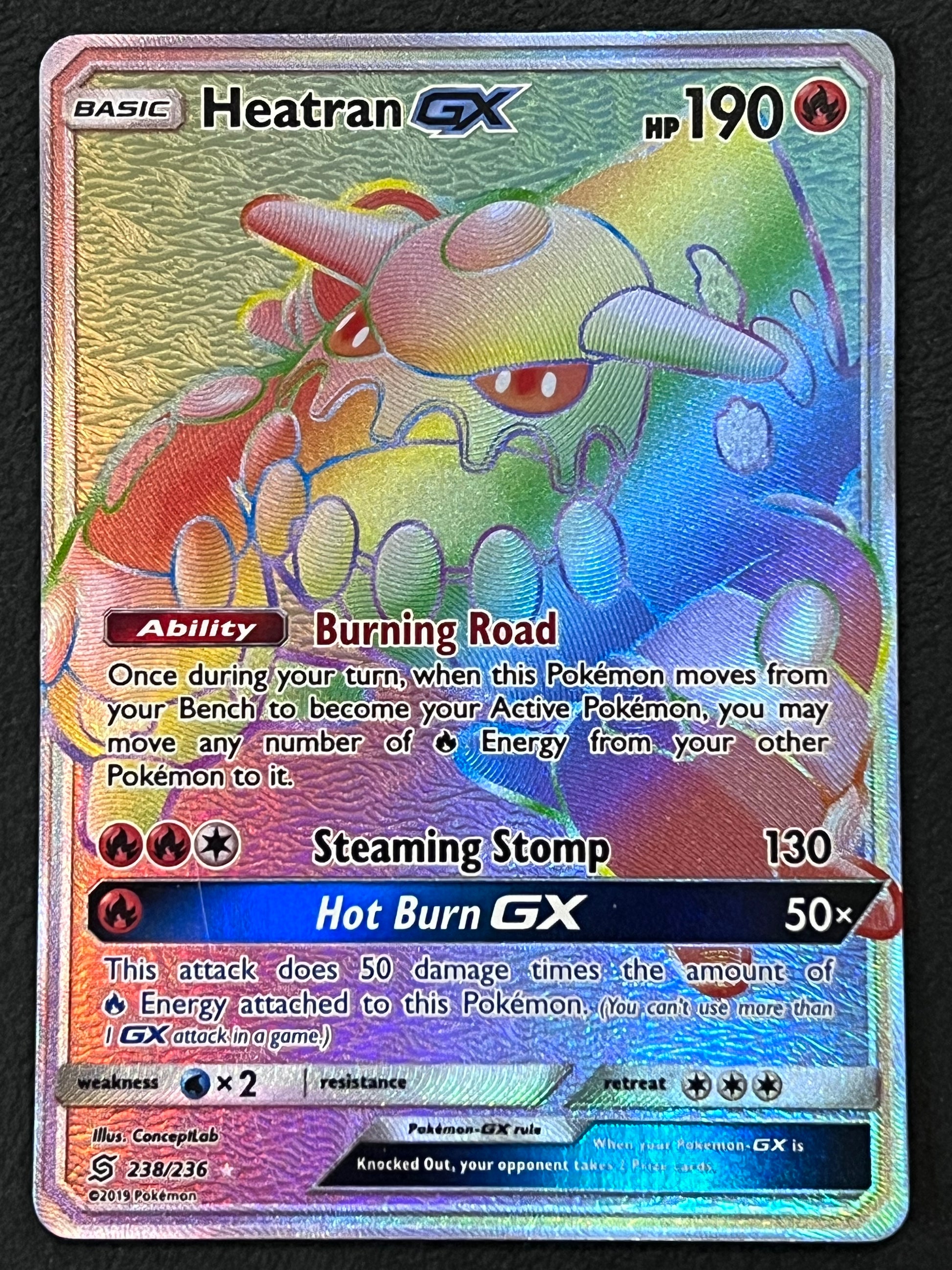pokemon rainbow rare gx cards 238/236 Heatran Gx