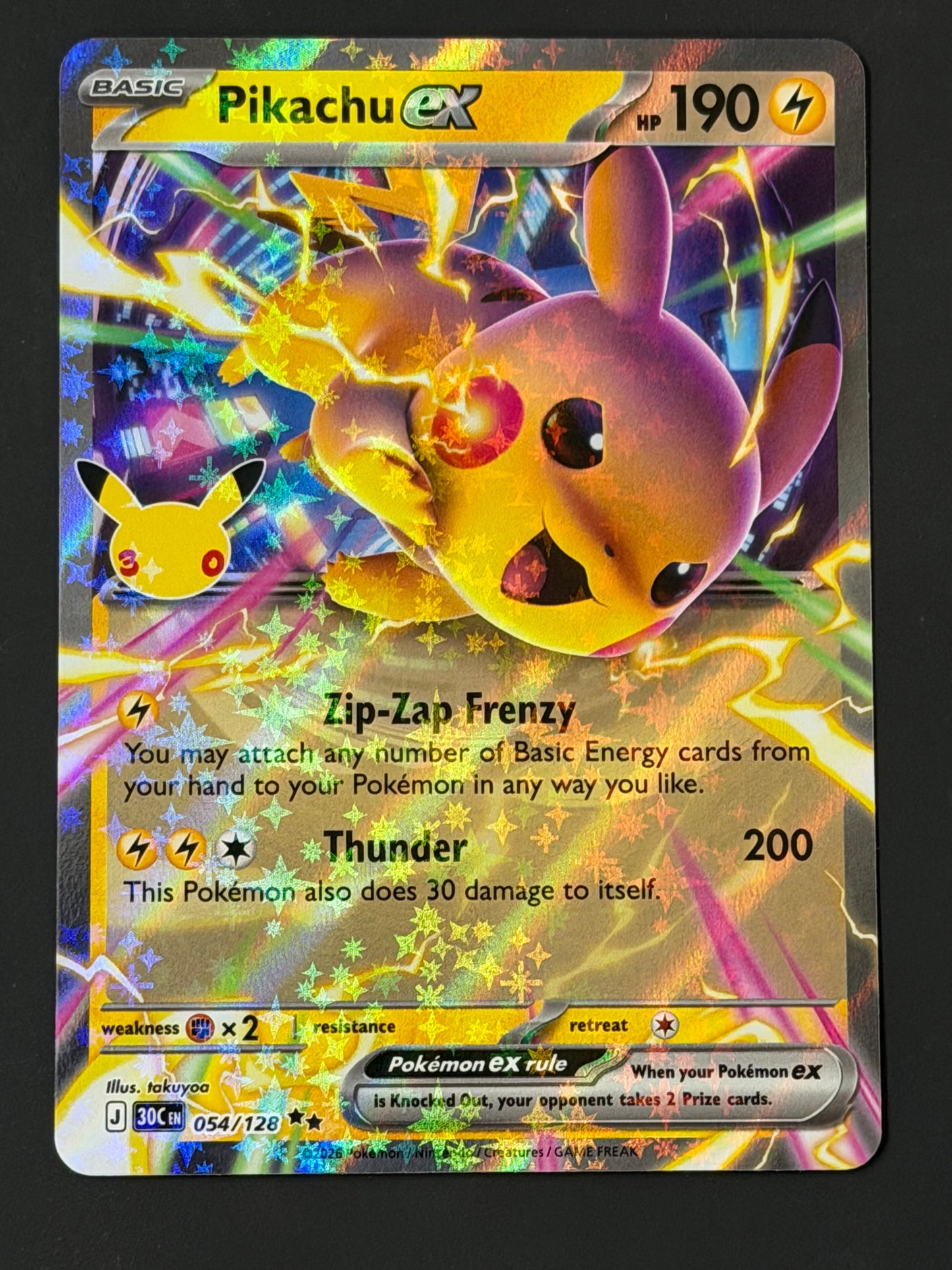 054/128 Pikachu ex - Pokémon 30th Celebration Double Rare