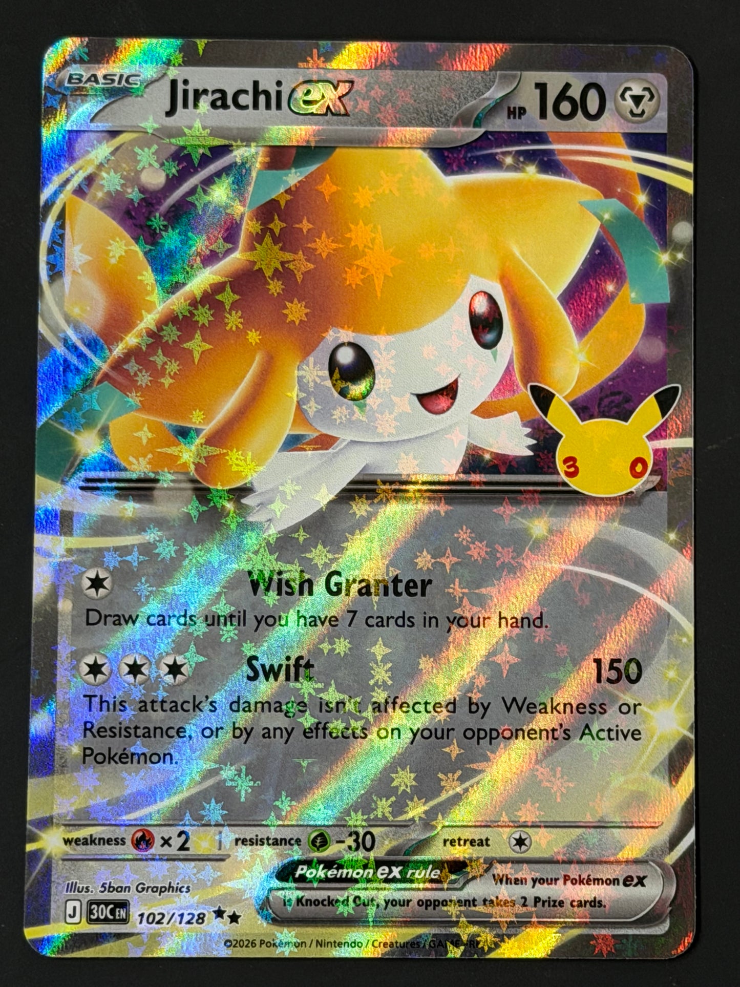 102/128 Jirachi ex - Pokémon 30th Celebration Double Rare