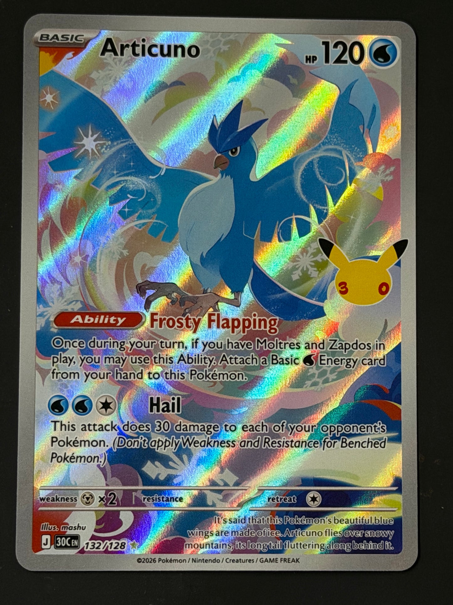 132/128 Articuno - Pokémon 30th Celebration Illustration Rare