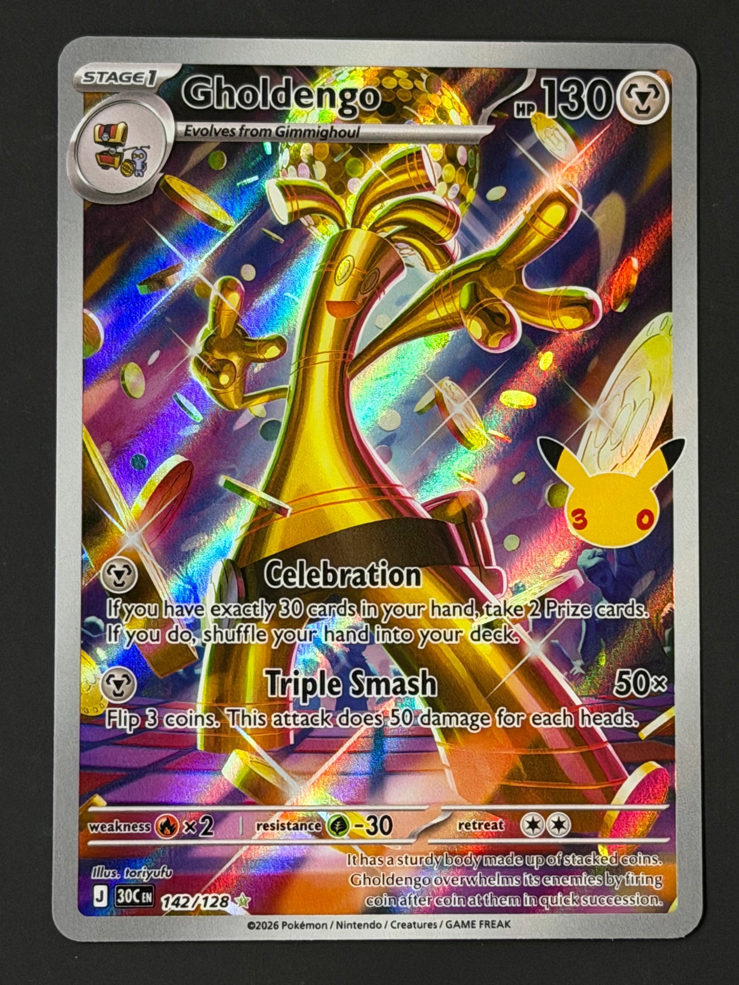 142/128 Gholdengo - Pokémon 30th Celebration Illustration Rare