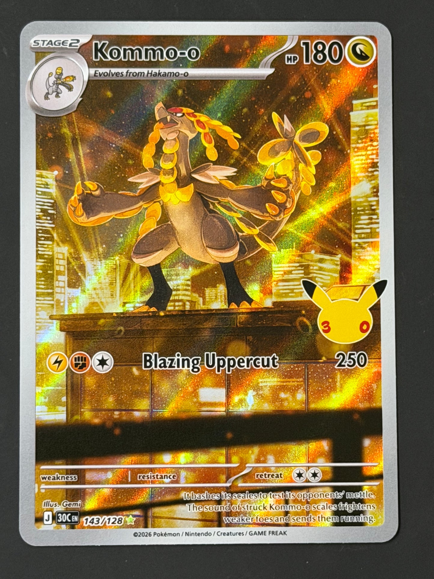 143/128 Kommo-o - Pokémon 30th Celebration Illustration Rare