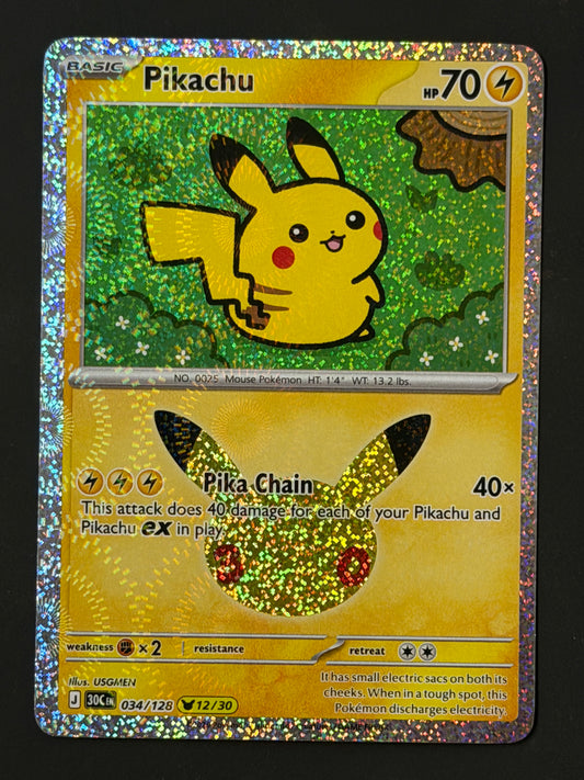 034/128 Pikachu - Pokémon 30th Celebration Pikachu Rare