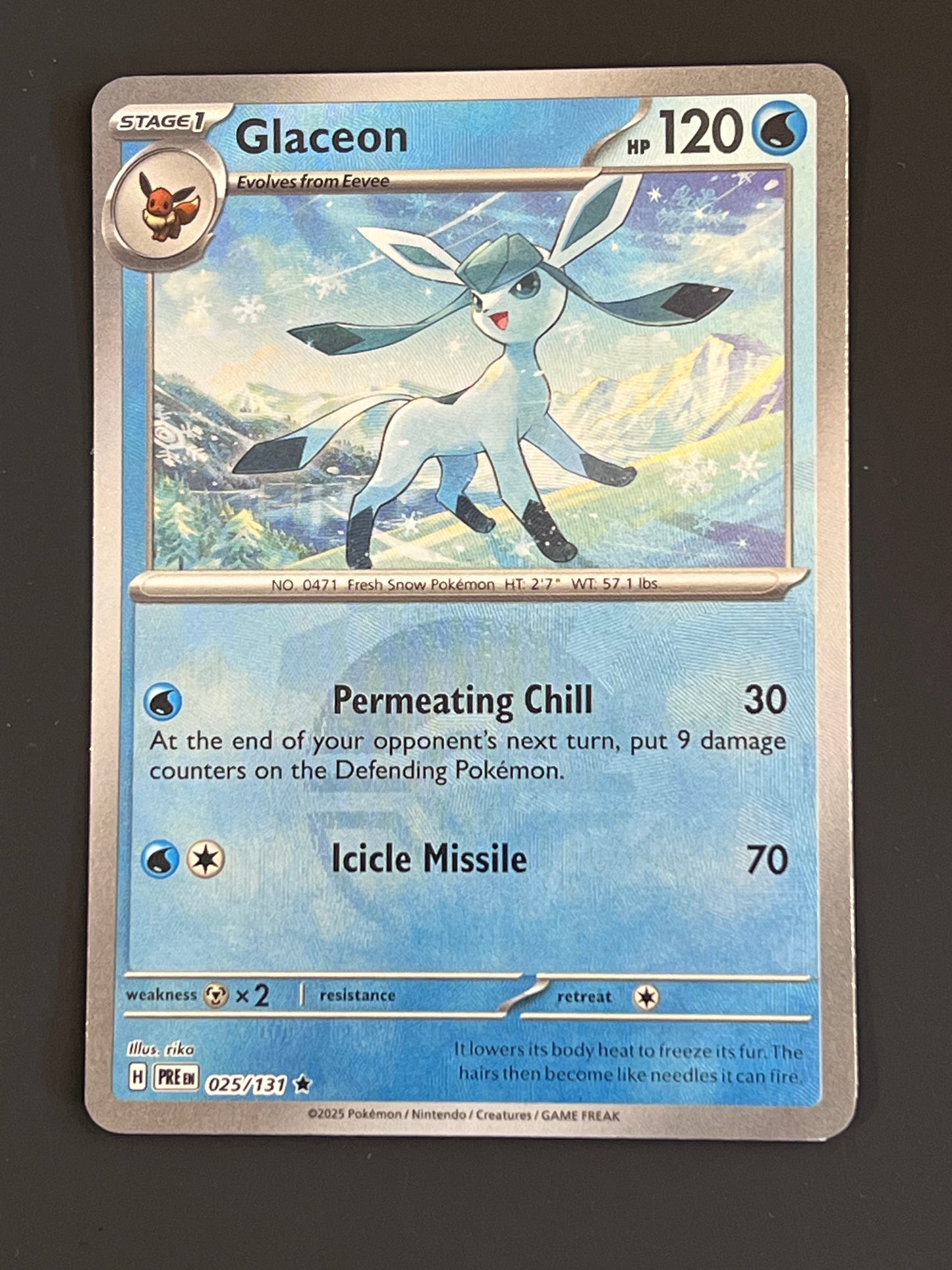 025/131 Glaceon - Pokémon Prismatic Evolutions Rare Reverse POKEBALL