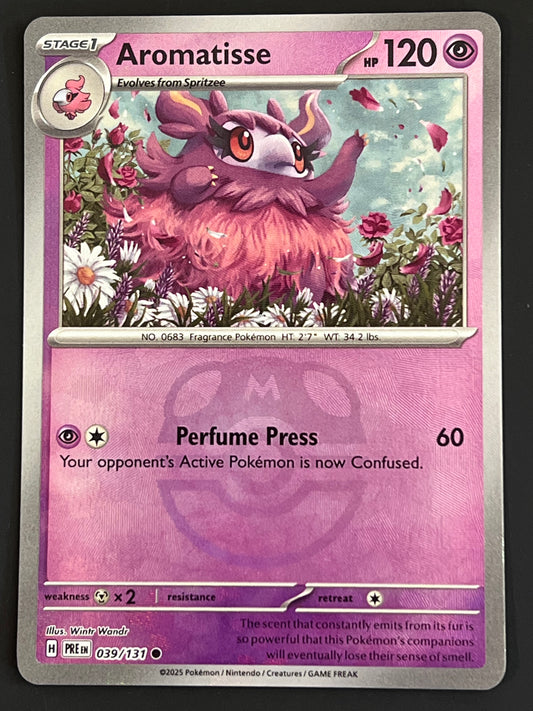 039/131 Aromatisse - Pokémon Prismatic Evolutions Common Reverse MASTERBALL
