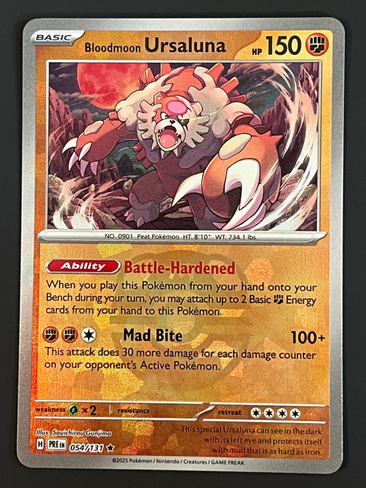 054/131 Bloodmoon Ursaluna - Pokémon Prismatic Evolutions Rare Reverse MASTERBALL