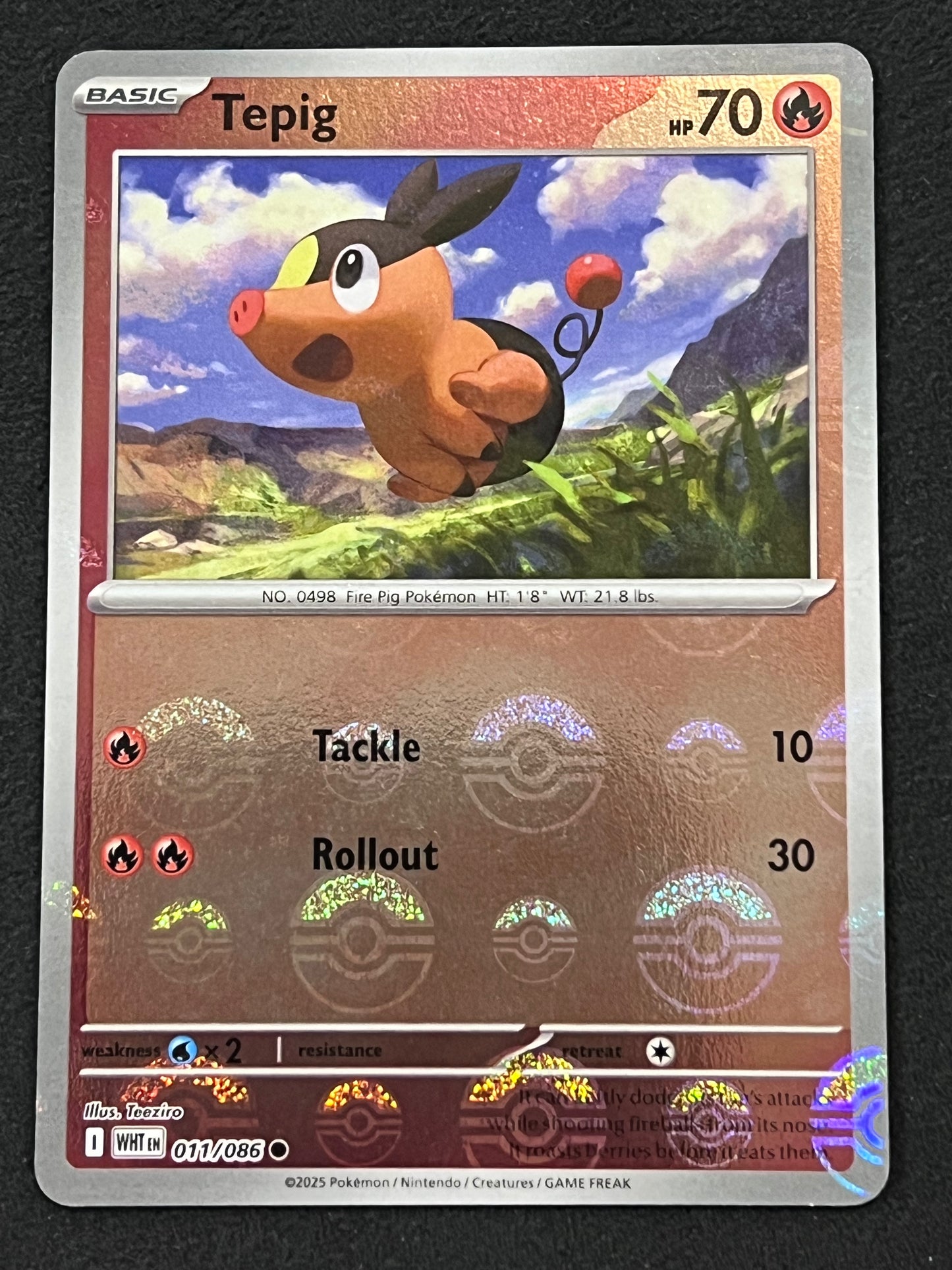 011/086 Tepig - Pokémon White Flare Common Reverse POKEBALL