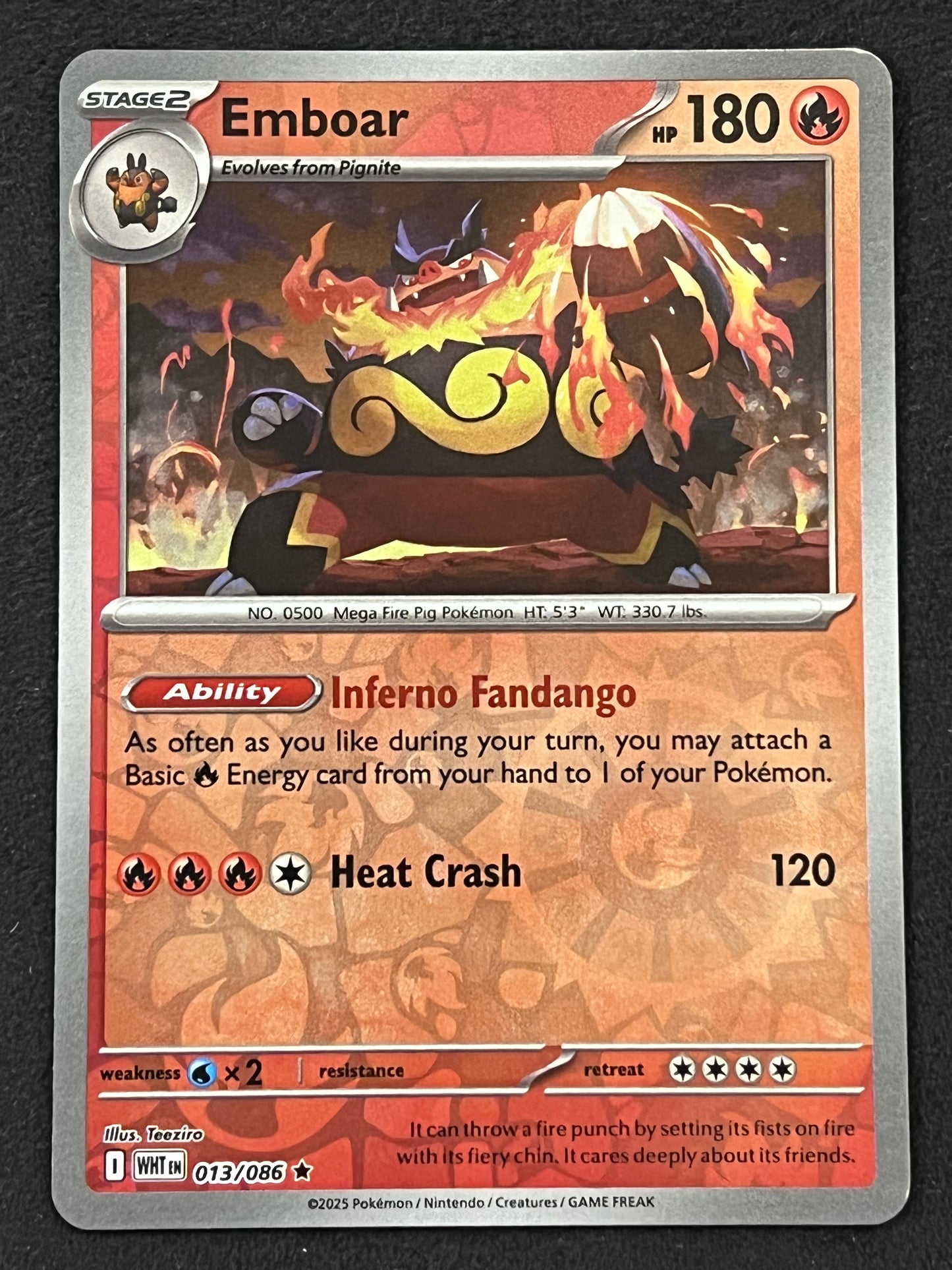 013/086 Emboar - Pokémon White Flare Rare Reverse