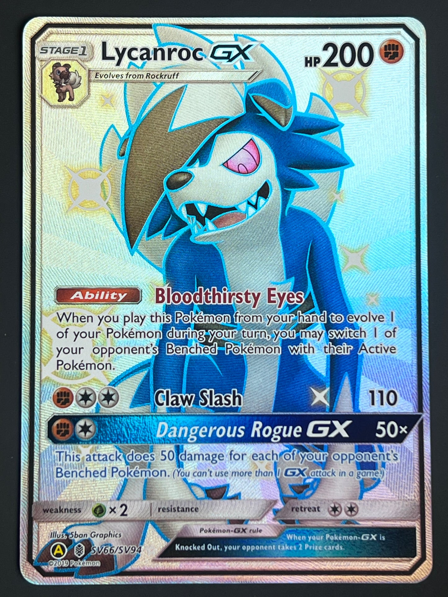 SV66/SV94 Lycanroc Gx - Pokémon Hidden Fates Shiny Rare