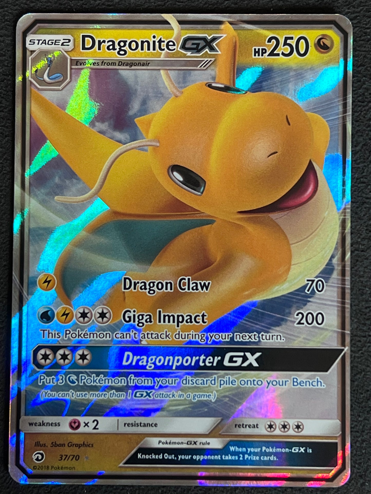 37/70 Dragonite Gx - Pokémon Dragon Majesty Ultra Rare