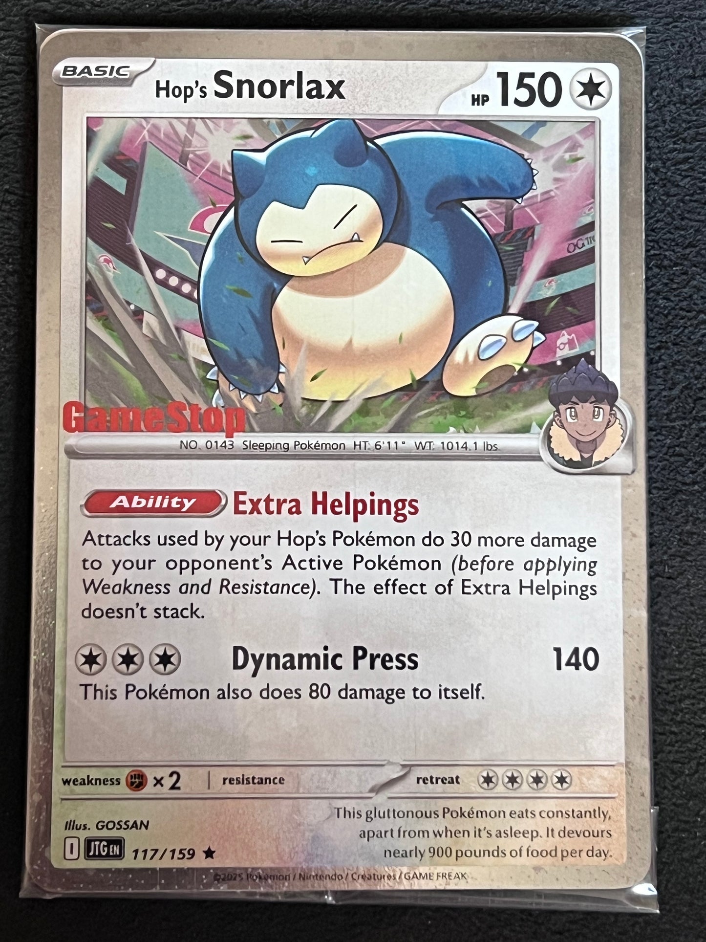 117/159 Hop’s Snorlax (STAMPED) (SEALED) - Pokémon Journey Together GameStop Promo