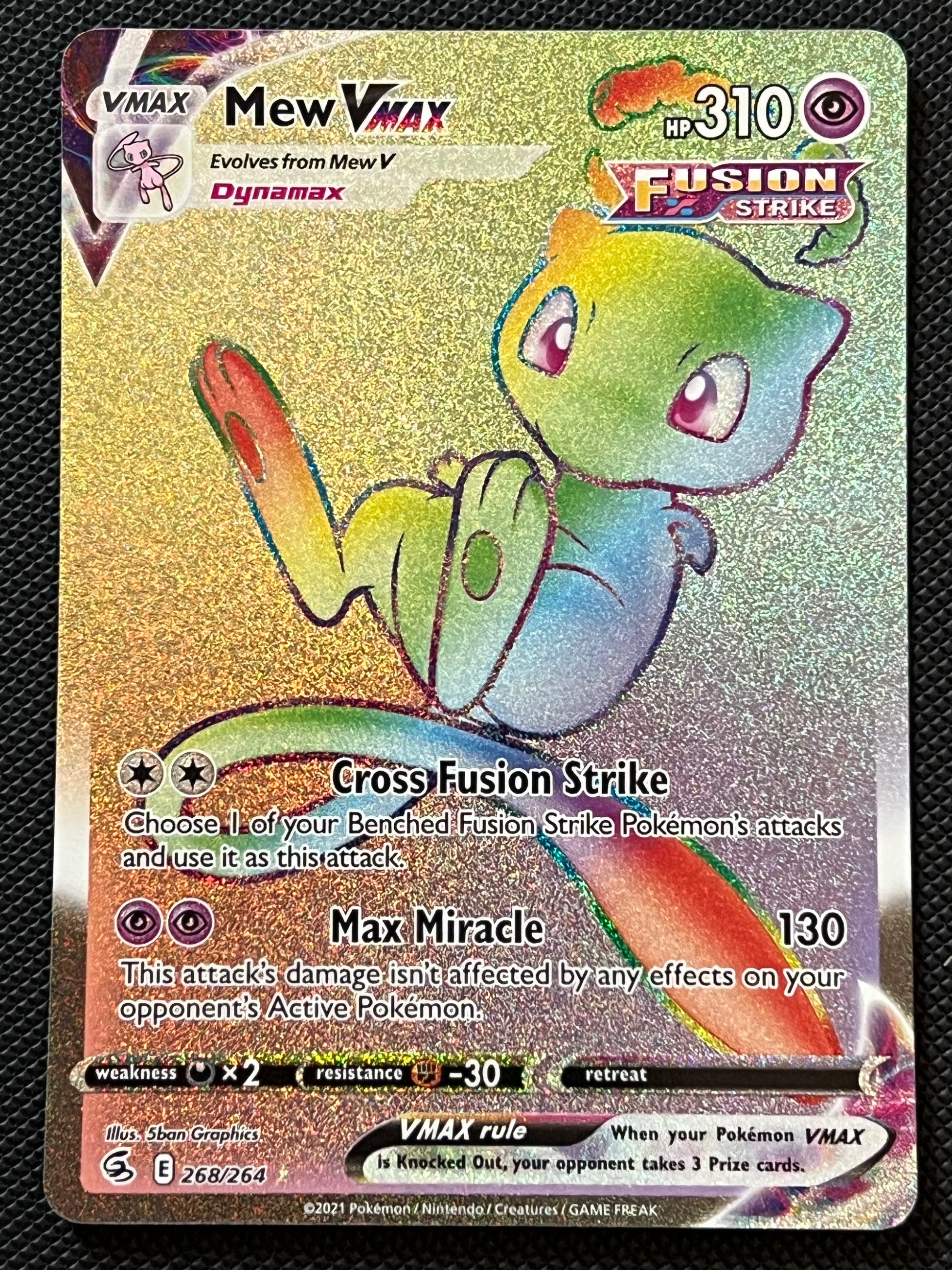 Mew VMax - 268/264 Fusion Strike Rainbow Rare Holo VMax Jarvvos Mew VMax - 268/264 Fusion Strike Rainbow Rare Holo VMax Jarvvos