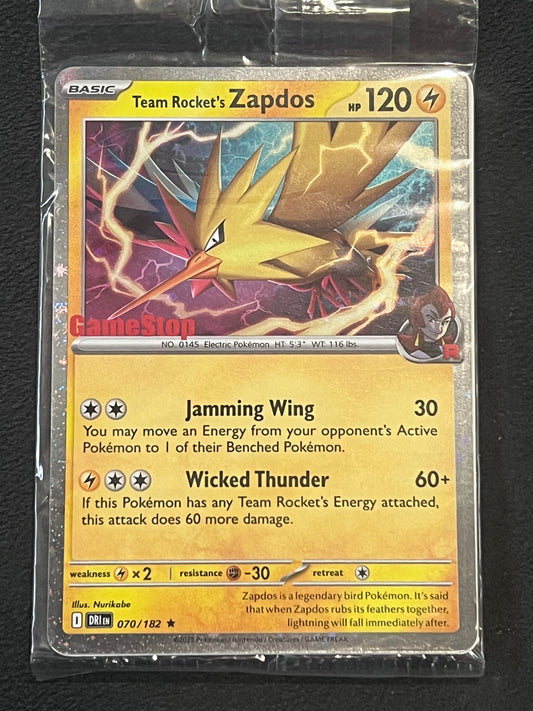 070/182 Team Rocket’s Zapdos (STAMPED) (SEALED) - Pokémon Destined Rivals GameStop Promo