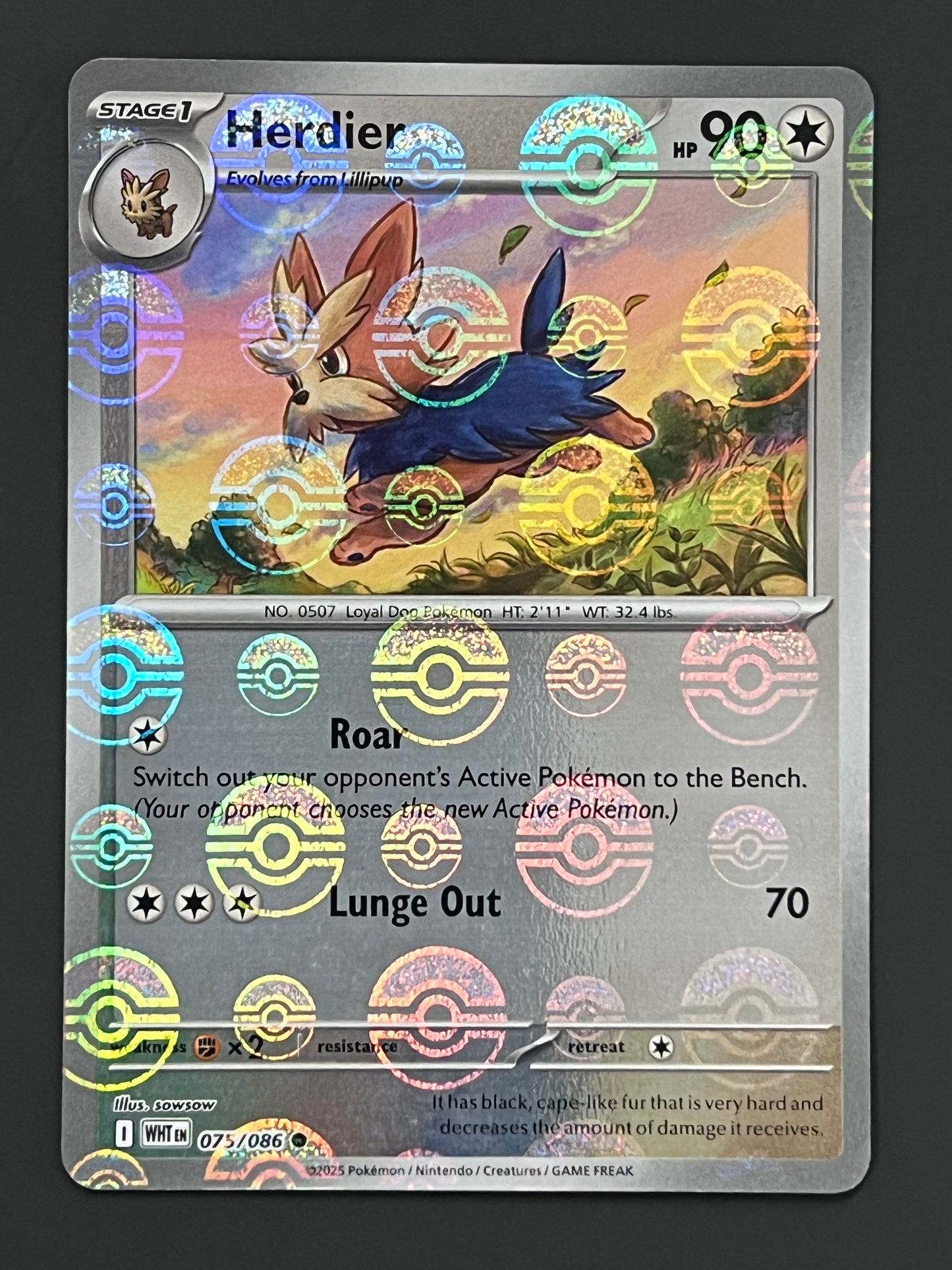 075/086 Herdier - Pokémon White Flare Common Reverse POKEBALL