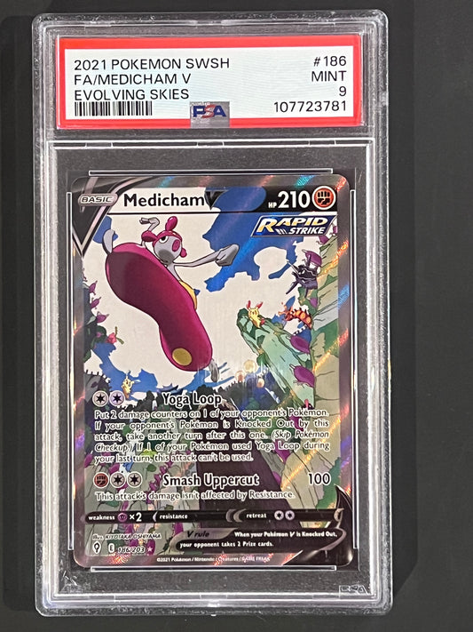 PSA Medicham V - 186/203 Evolving Skies Alternative Art MINT Grade 9