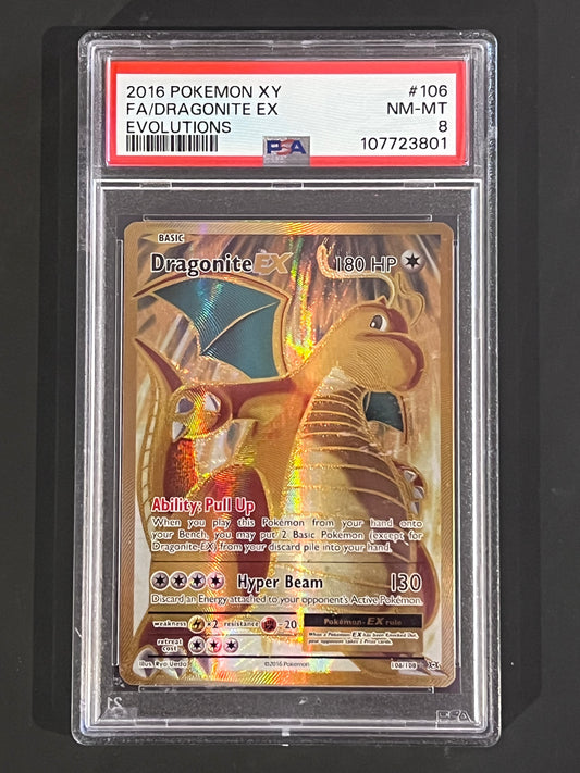 PSA Dragonite Ex - 106/108 Evolutions Gold Full Art NEAR/MINT-MINT Grade 8