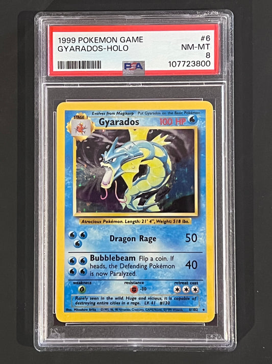 PSA Gyarados - 6/102 Base Set Unlimited Holo Rare NEAR/MINT-MINT Grade 8
