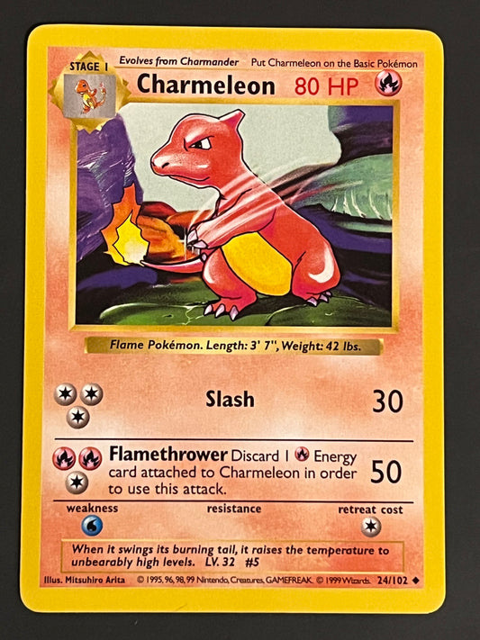 24/102 Charmeleon - Pokémon Shadowless Base Uncommon