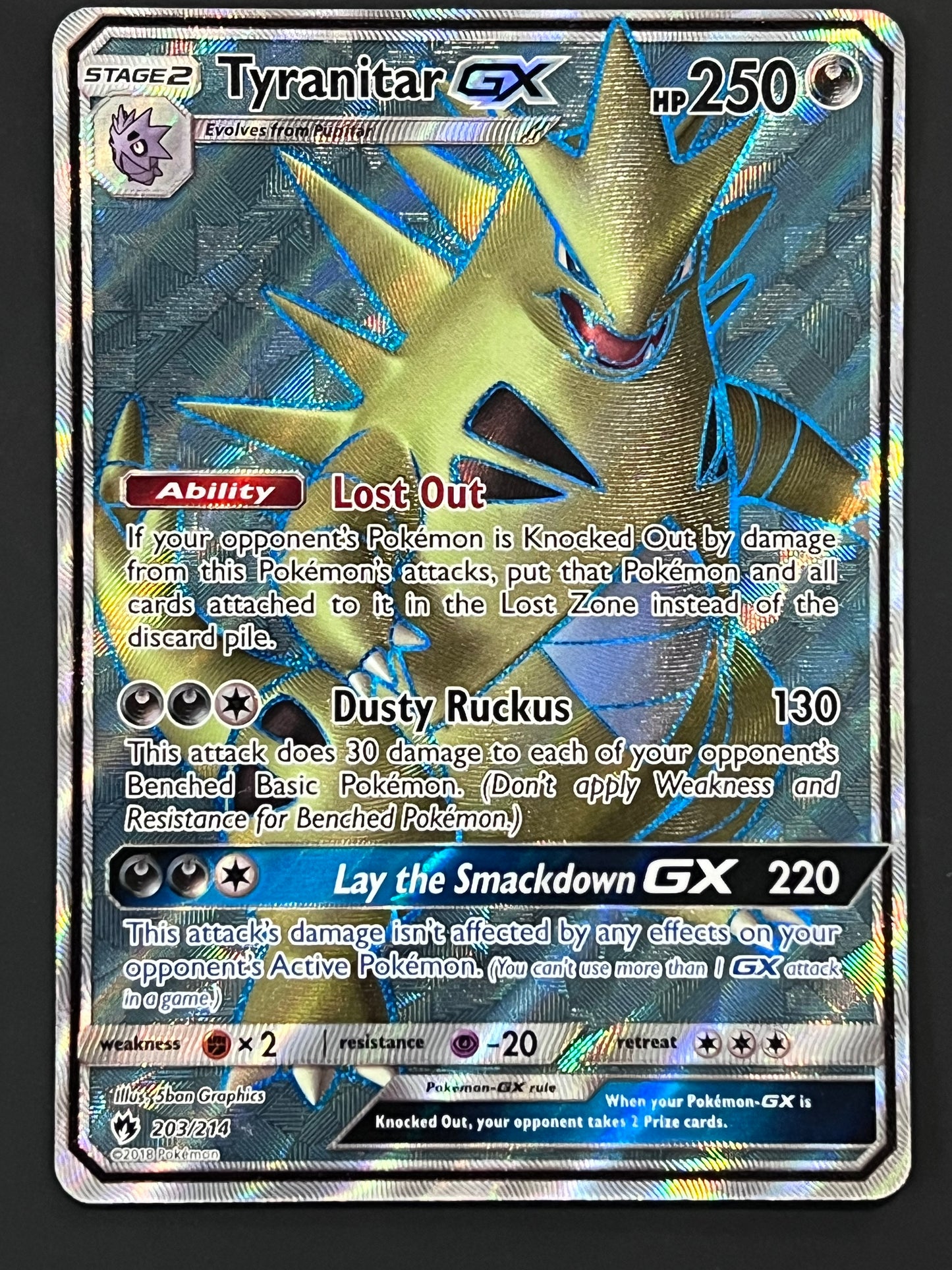 203/214 Tyranitar Gx - Pokémon Lost Thunder Full Art