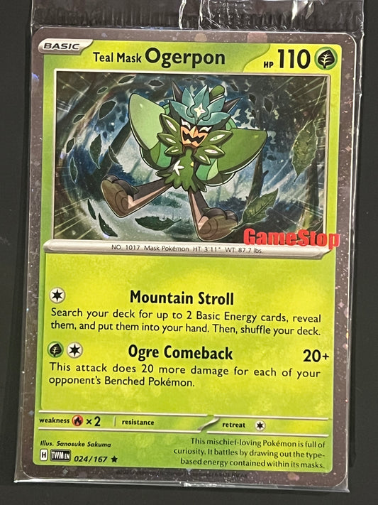 024/167 Teal Mask Ogerpon (STAMPED) (SEALED) - Pokémon Twilight Masquerade GameStop Promo