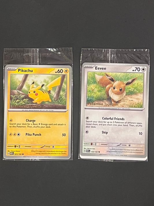 025/165 Pikachu & 133/165 Eevee (STAMPED) (SEALED) - Pokémon 151 Pokémon Together Promos