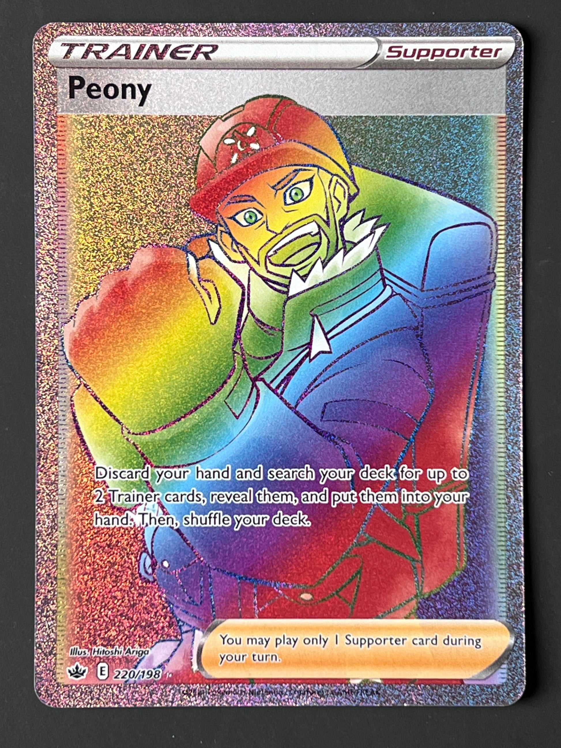 peony rainbow rare pokemon card (Secret) 220/198 Swsh06: Sword & Shield - Chilling Reign Holo for sale online put a card from your hand face down as a Prize card 220/198 Peony - Pokmon Chilling