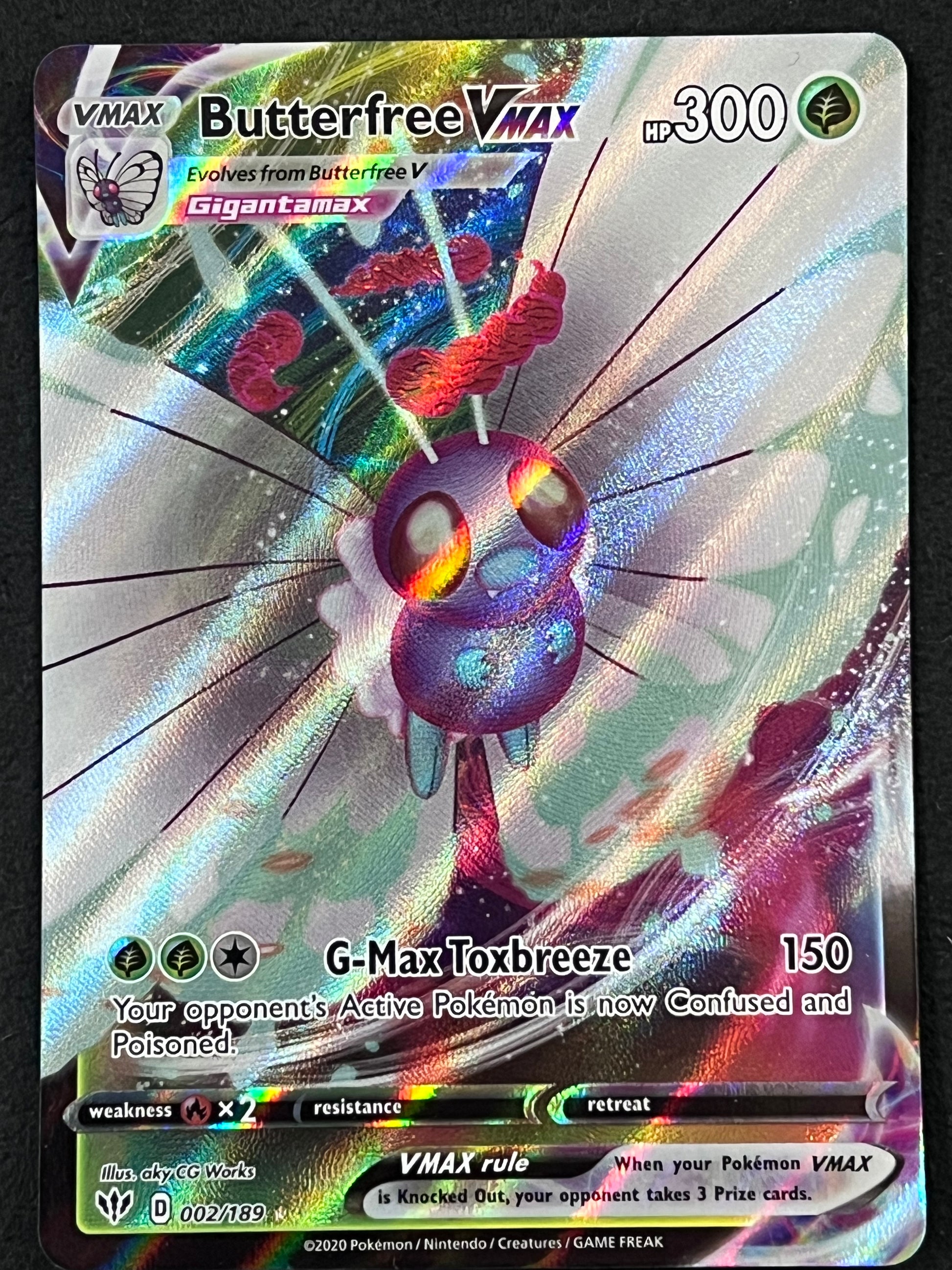 butterfree vmax pokemon card value 002/189 Butterfree VMax