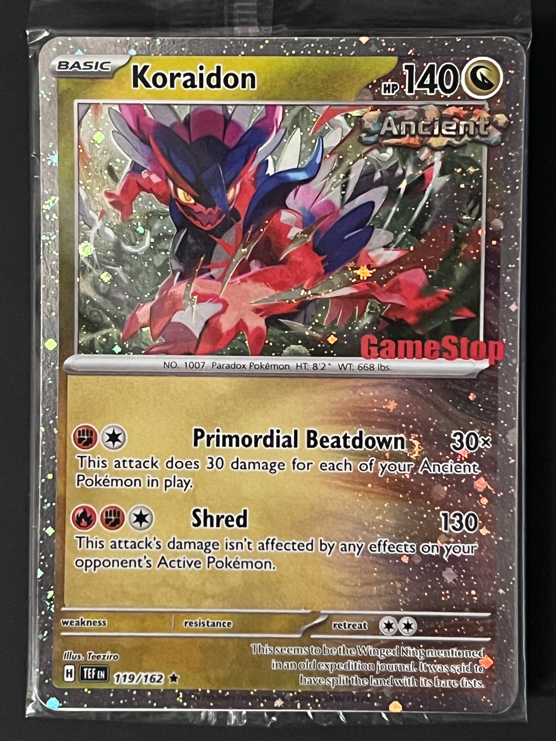 119/162 Koraidon (STAMPED) (SEALED) - Pokmon Temporal Forces GameStop Jarvvos 119/162 Koraidon (STAMPED) (SEALED) - Pokmon Temporal Forces GameStop Jarvvos