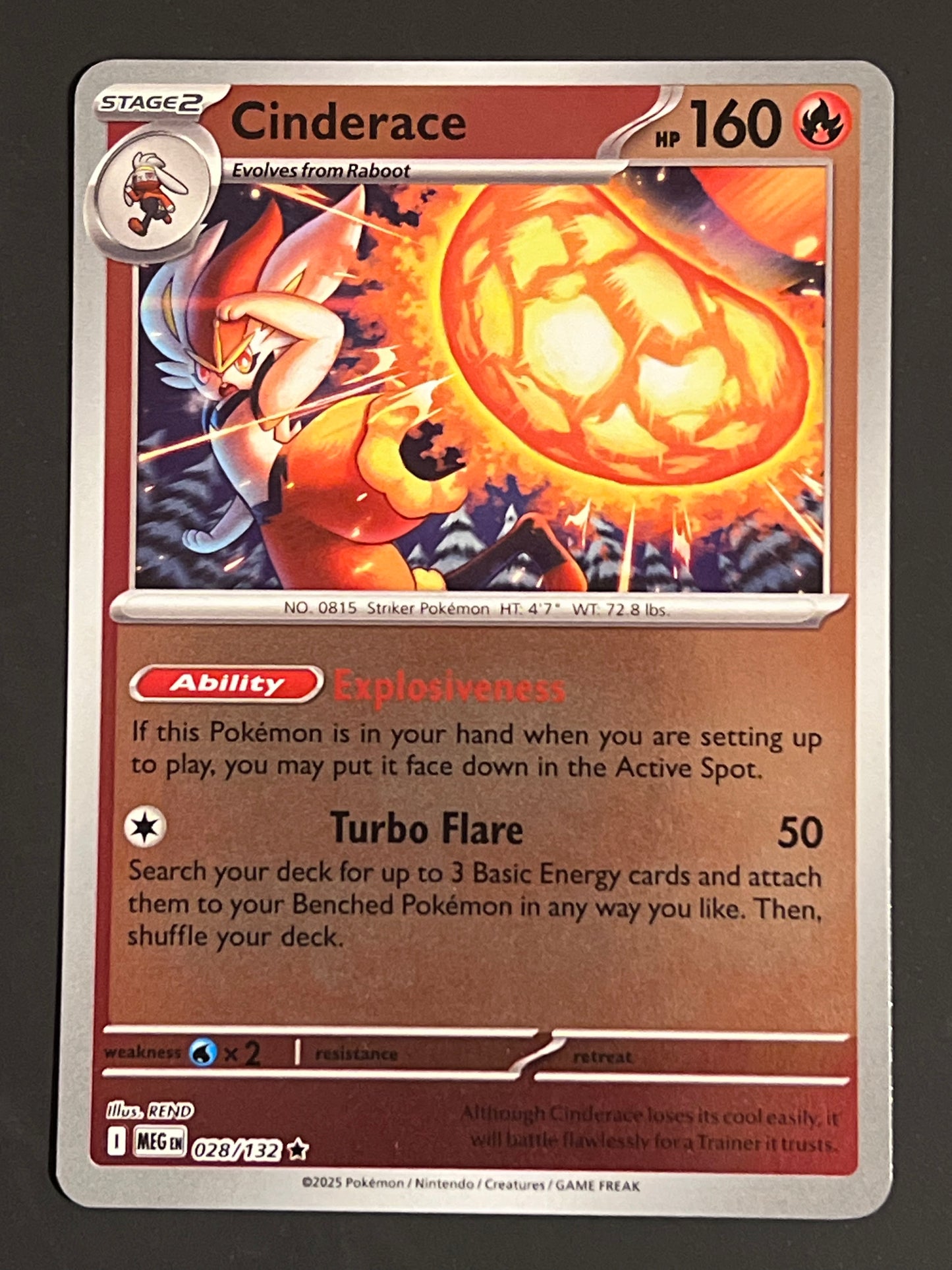 028/132 Cinderace - Pokémon Mega Evolution Base Rare Reverse