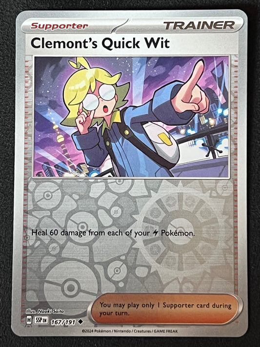 167/191 Clemont’s Quick Wit - Pokémon Surging Sparks Uncommon Reverse