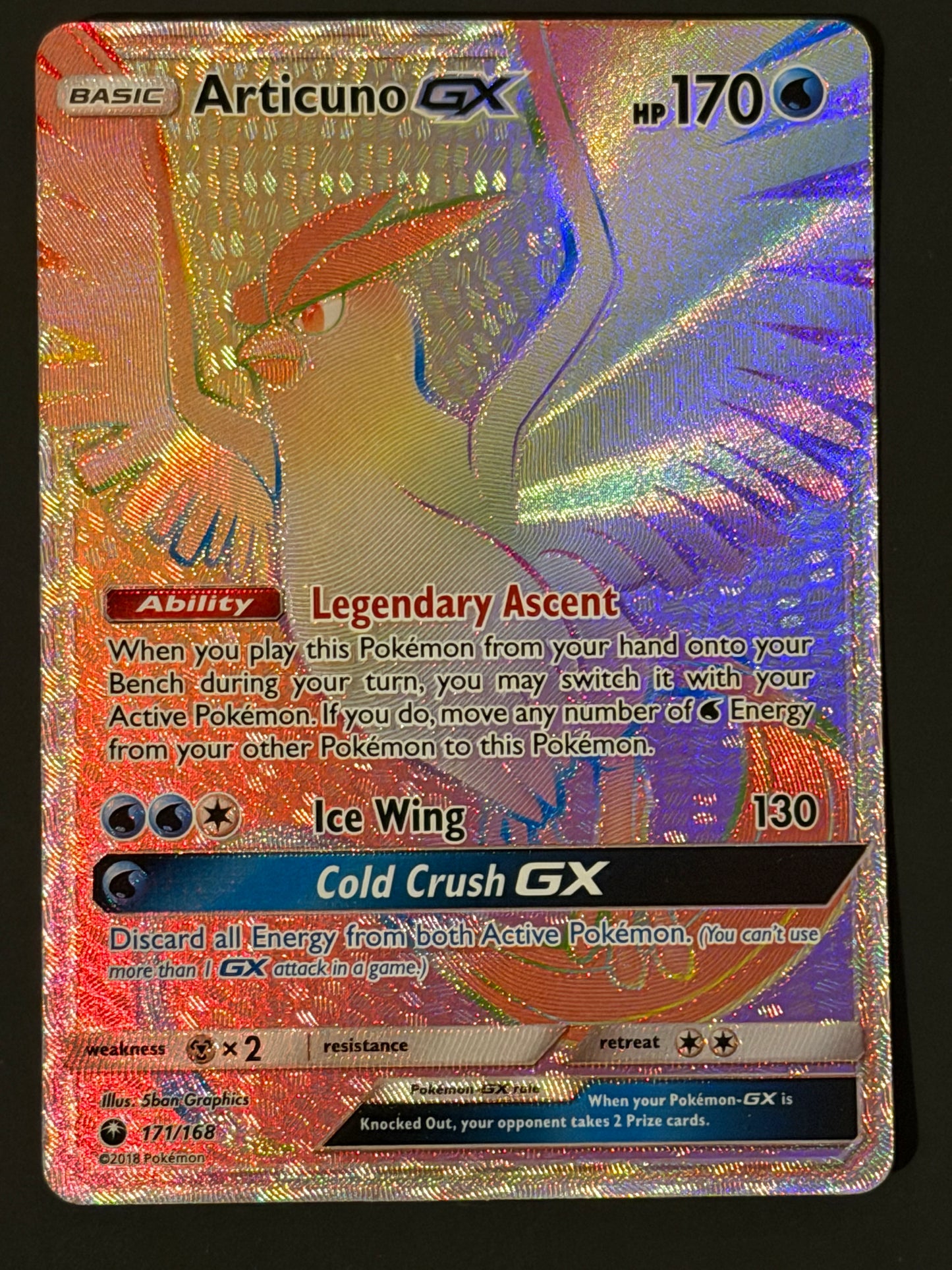 171/168 Articuno Gx - Pokémon Celestial Storm Rainbow Secret Rare