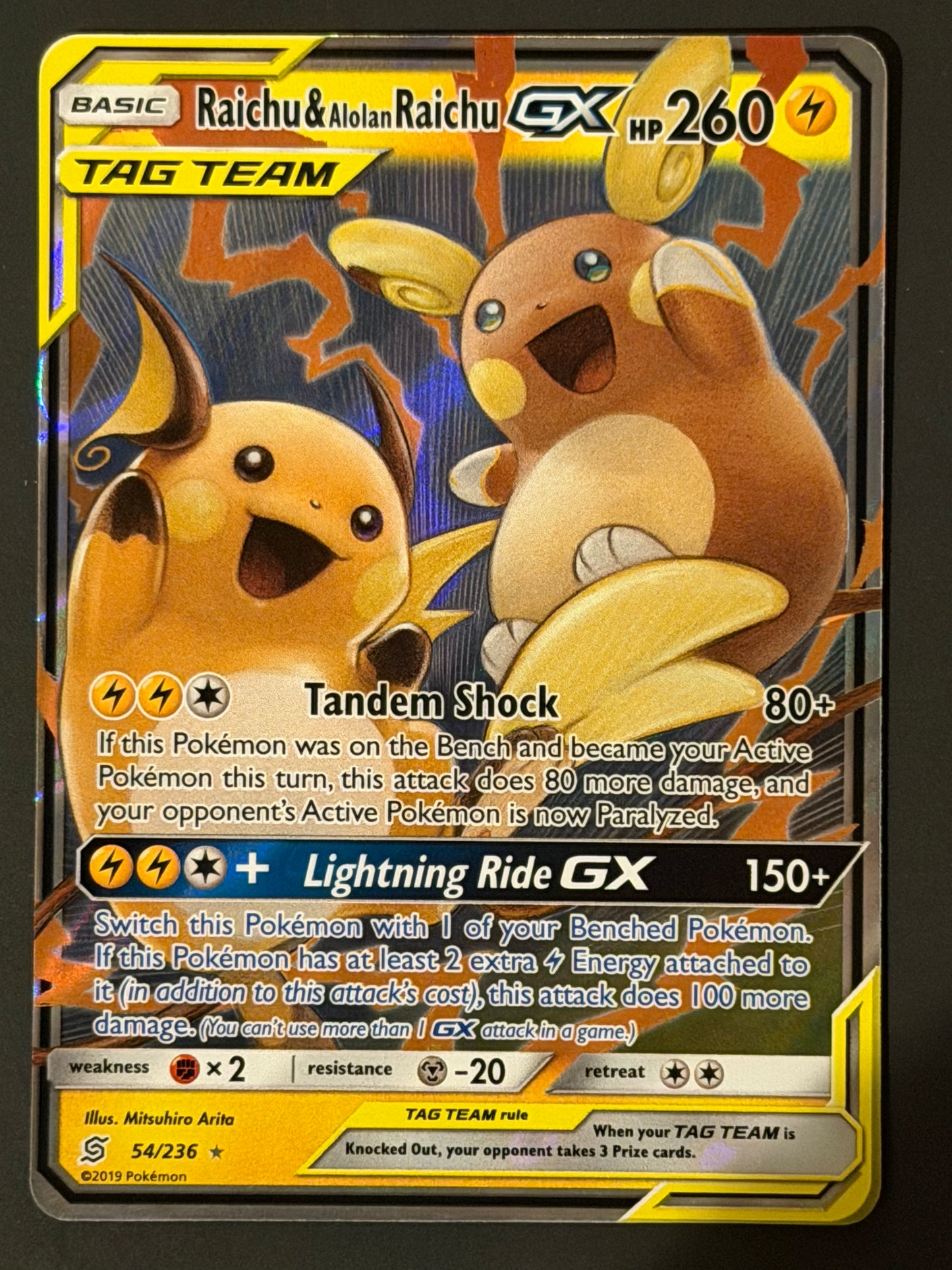 054/236 Raichu & Alolan Raichu Gx - Pokémon Unified Minds Tag Team Ultra Rare