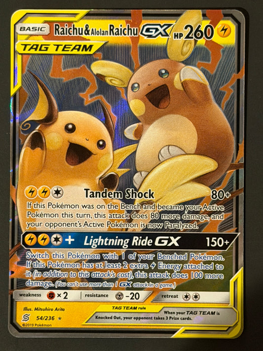 054/236 Raichu & Alolan Raichu Gx - Pokémon Unified Minds Tag Team Ultra Rare
