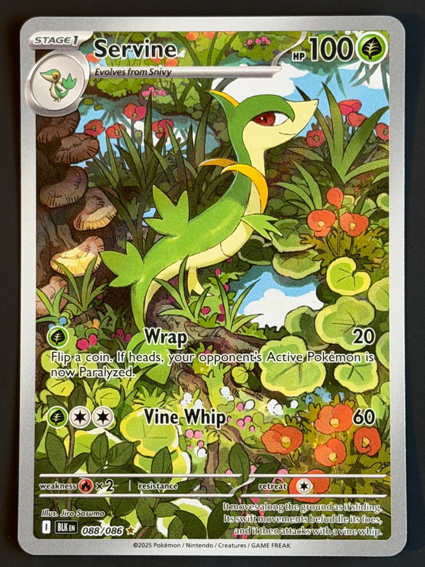 088/086 Servine - Pokémon Black Bolt Illustration Rare