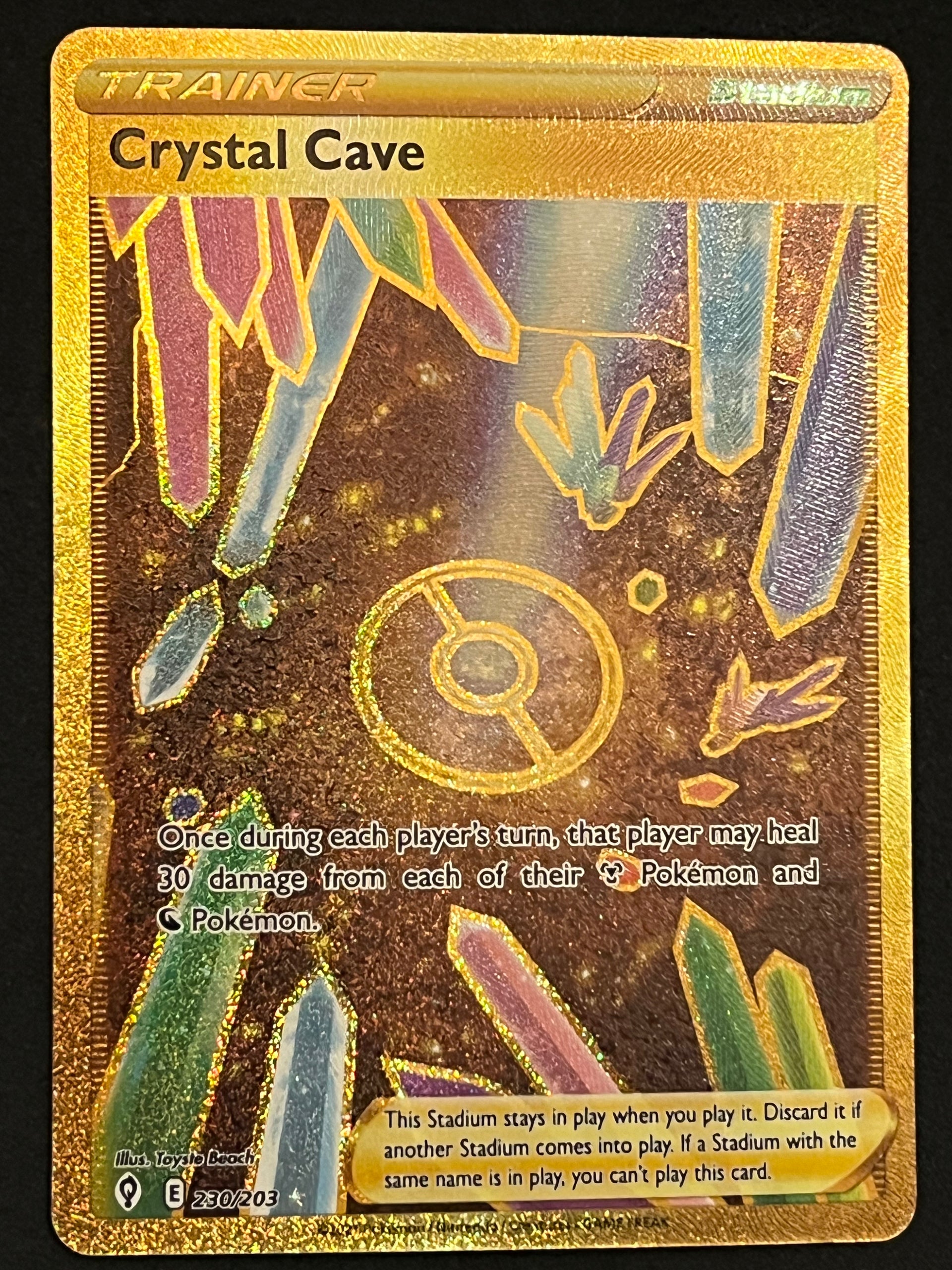 gold crystal cave pokemon card 230/203 Crystal Cave
