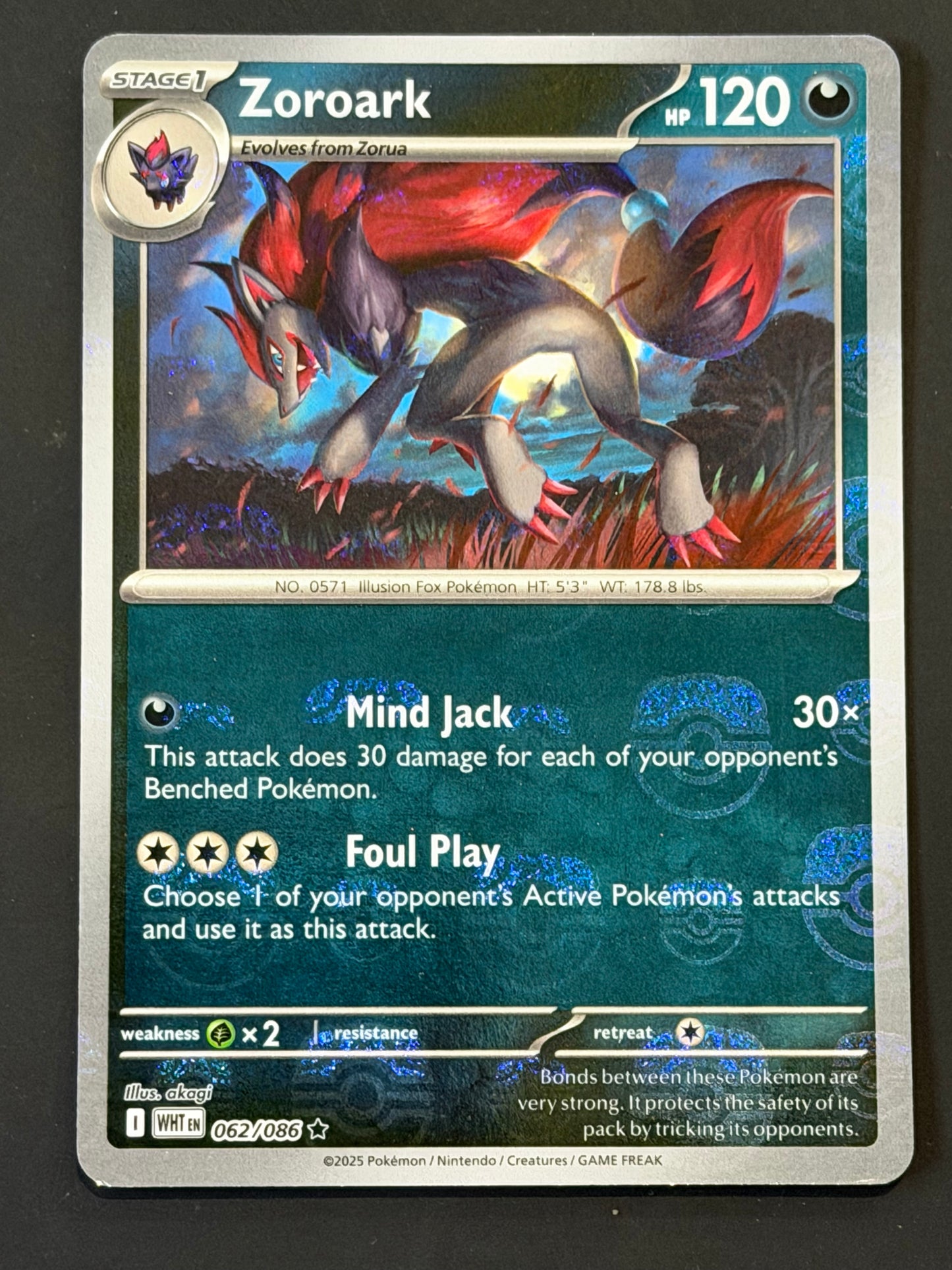 062/086 Zoroark - Pokémon White Flare Rare Reverse MASTERBALL