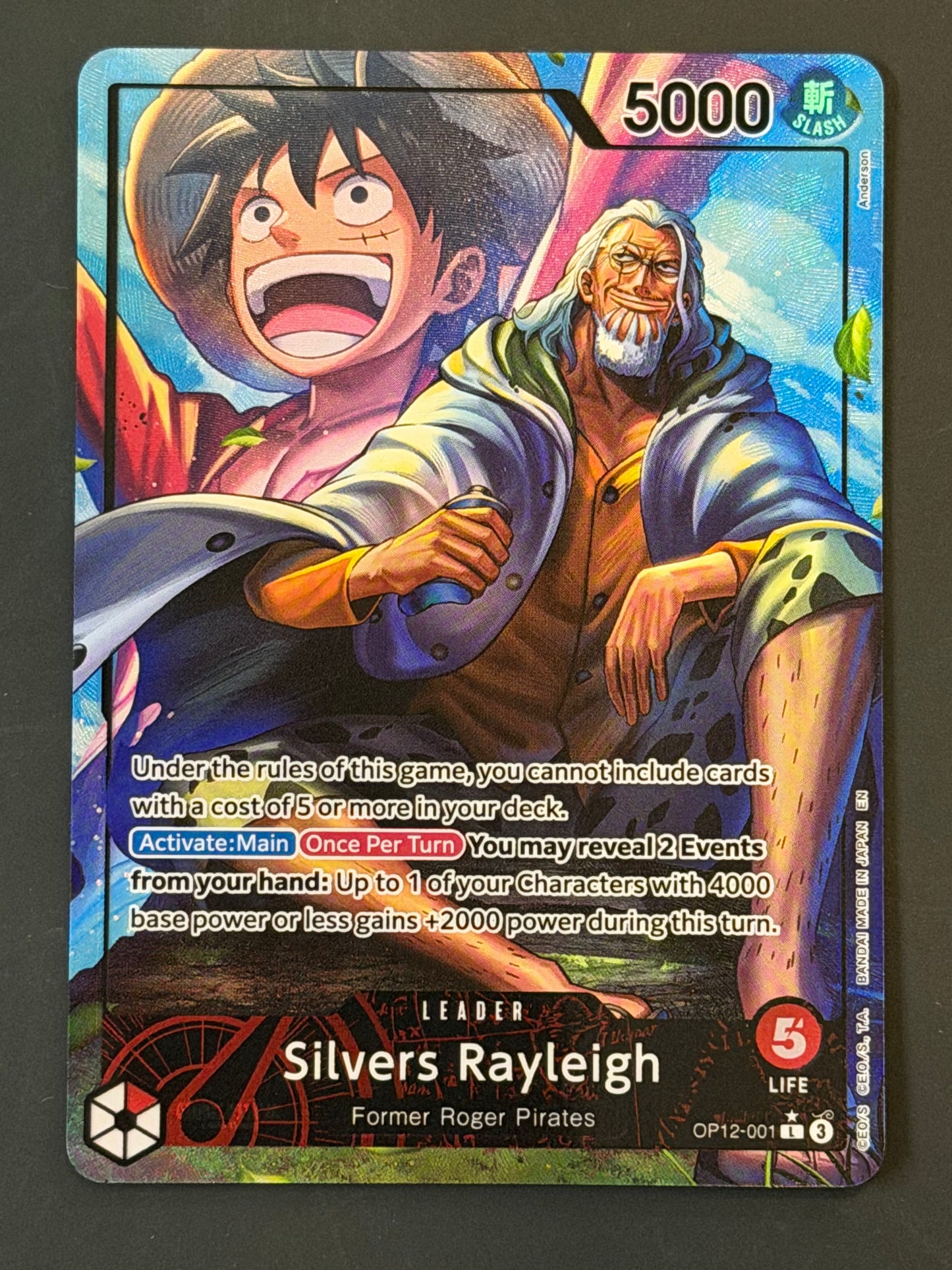 OP12-001 Silvers Rayleigh - One Piece Legacy of The Master Leader Alt Art